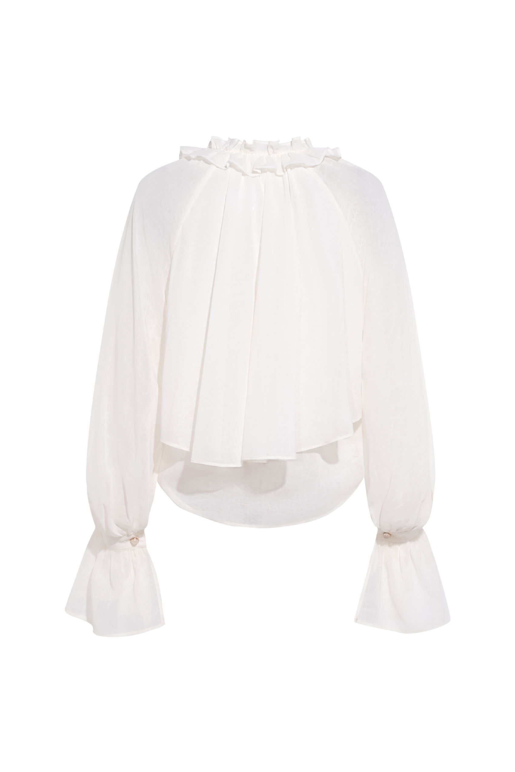 Patchwork Lantern Sleeve Chiffon Blouse