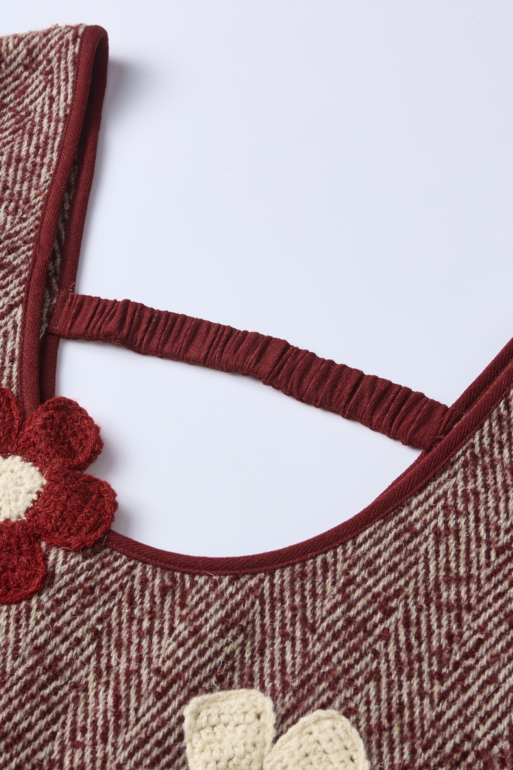 Red Crocheted Wool Mini Vest Dress