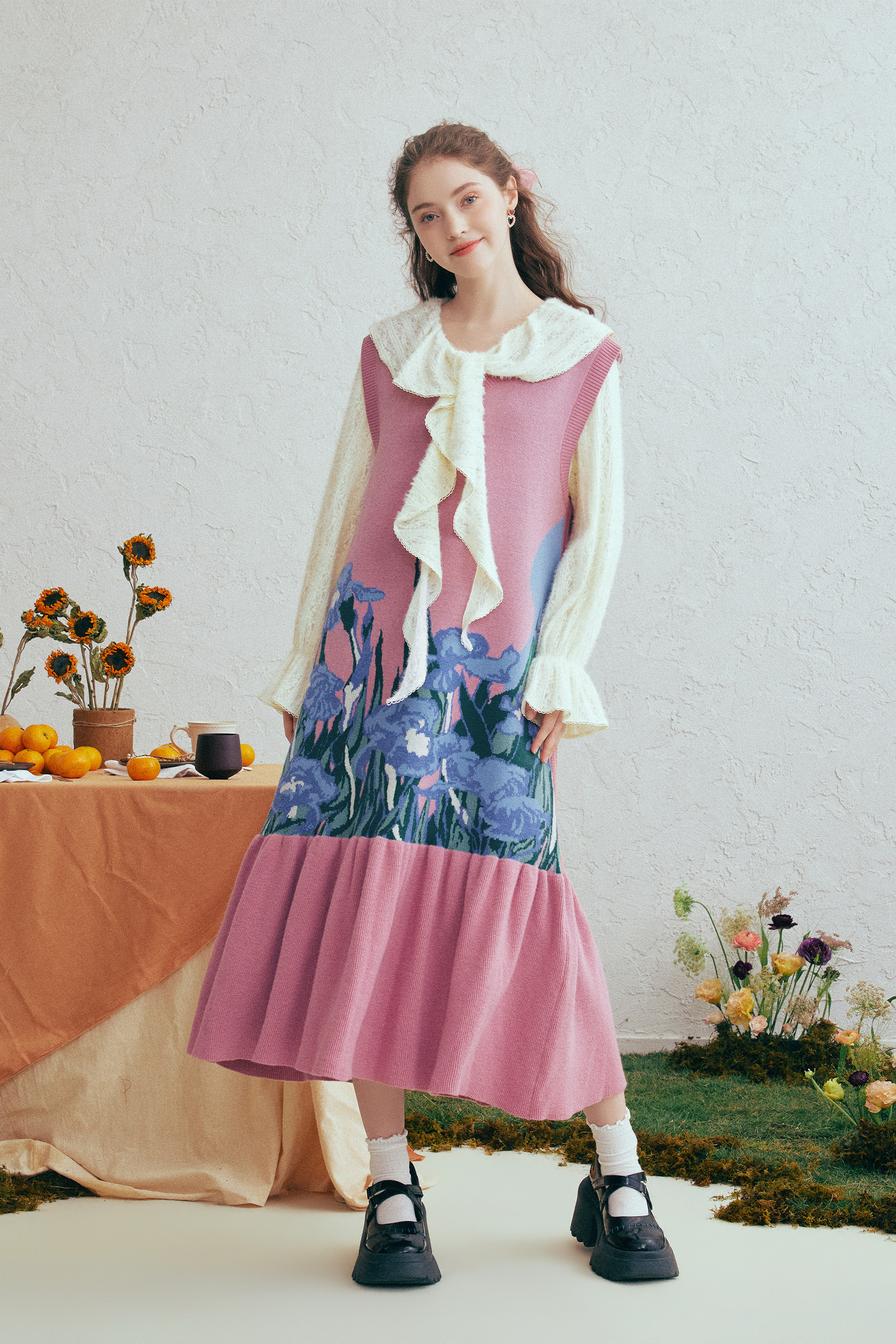 Fresh Printed Knit Vest Dress