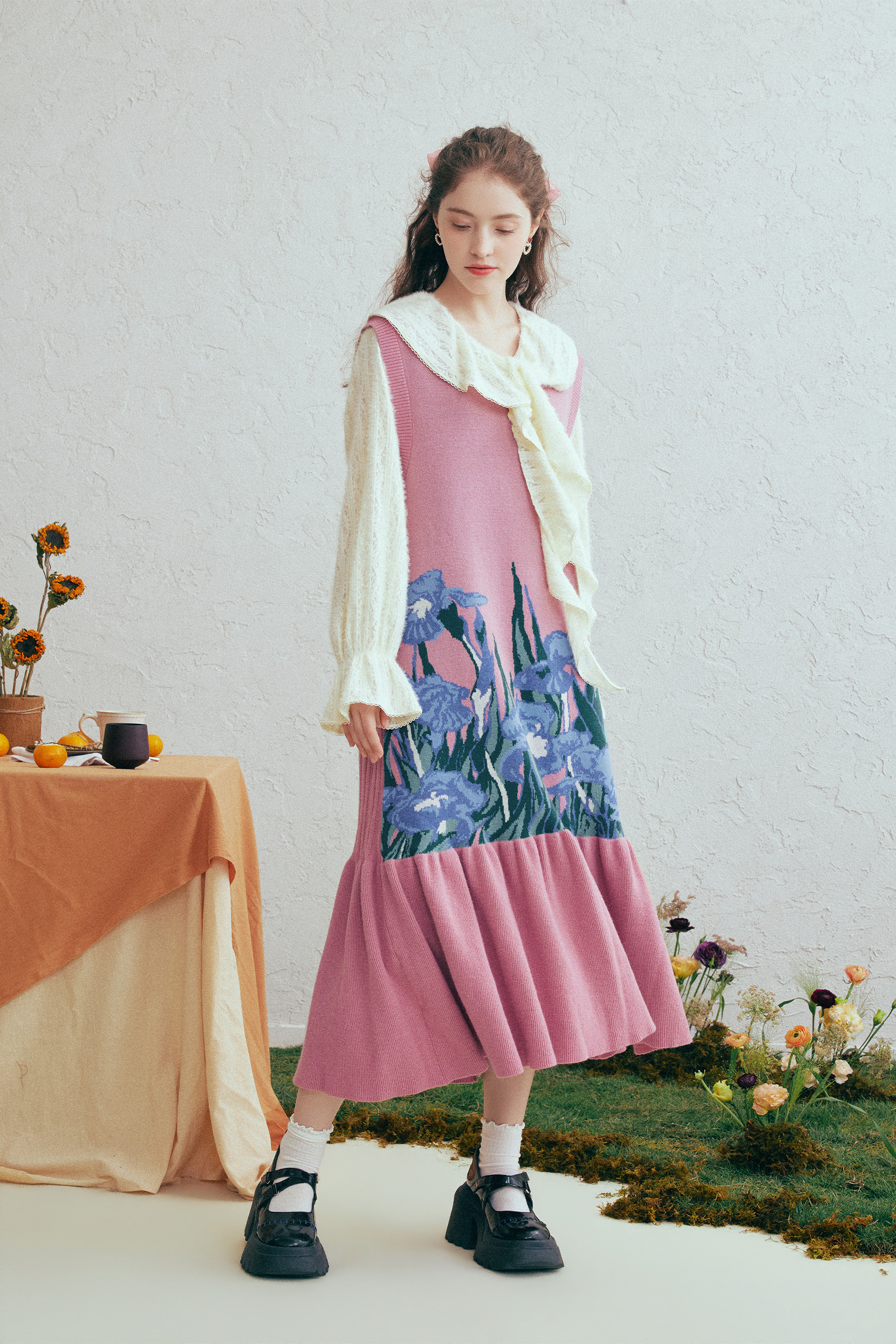 Fresh Printed Knit Vest Dress