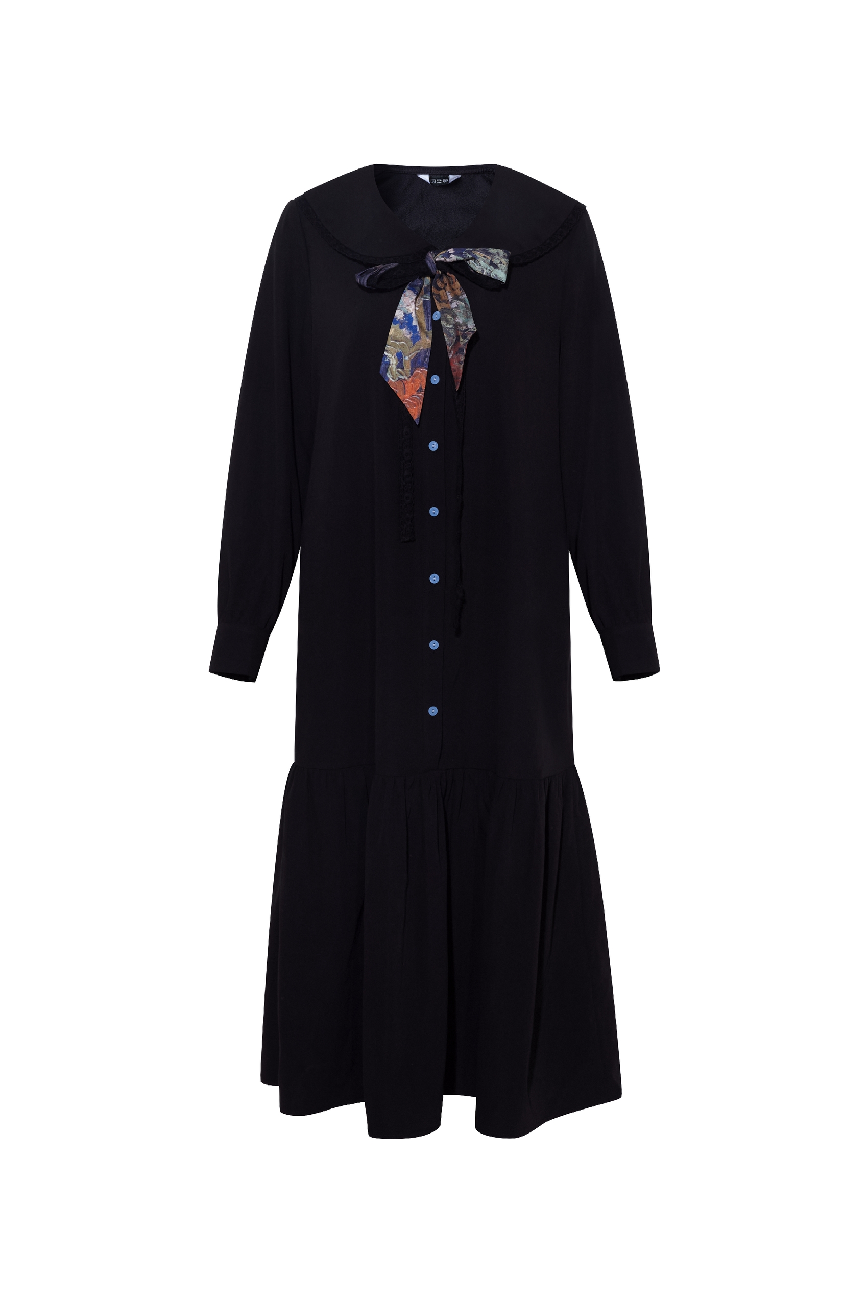 Printed Tie-Detail Button-Down Shirt Dress-LYONSENS