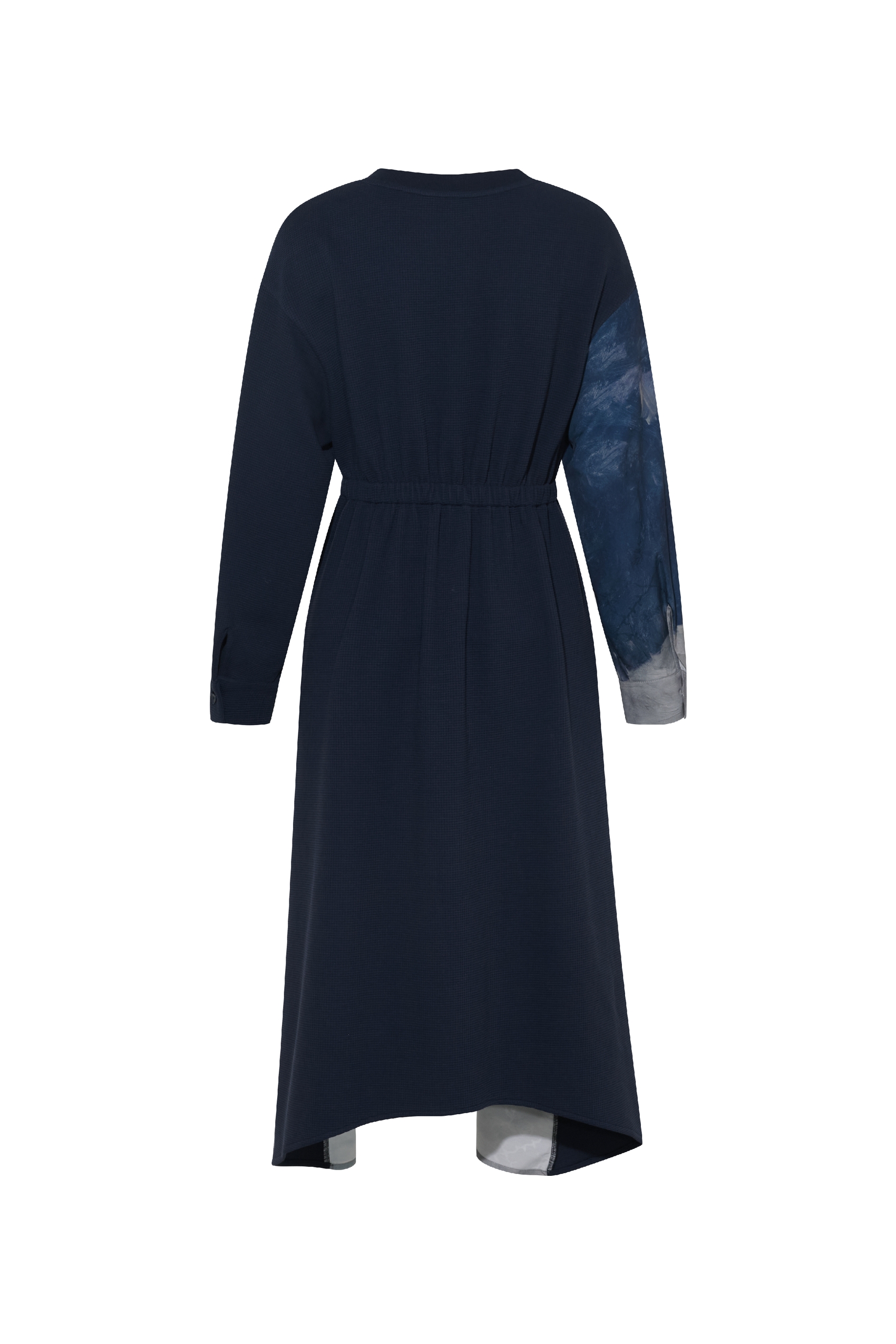 Printed Patchwork Embroidered Tie Dress
