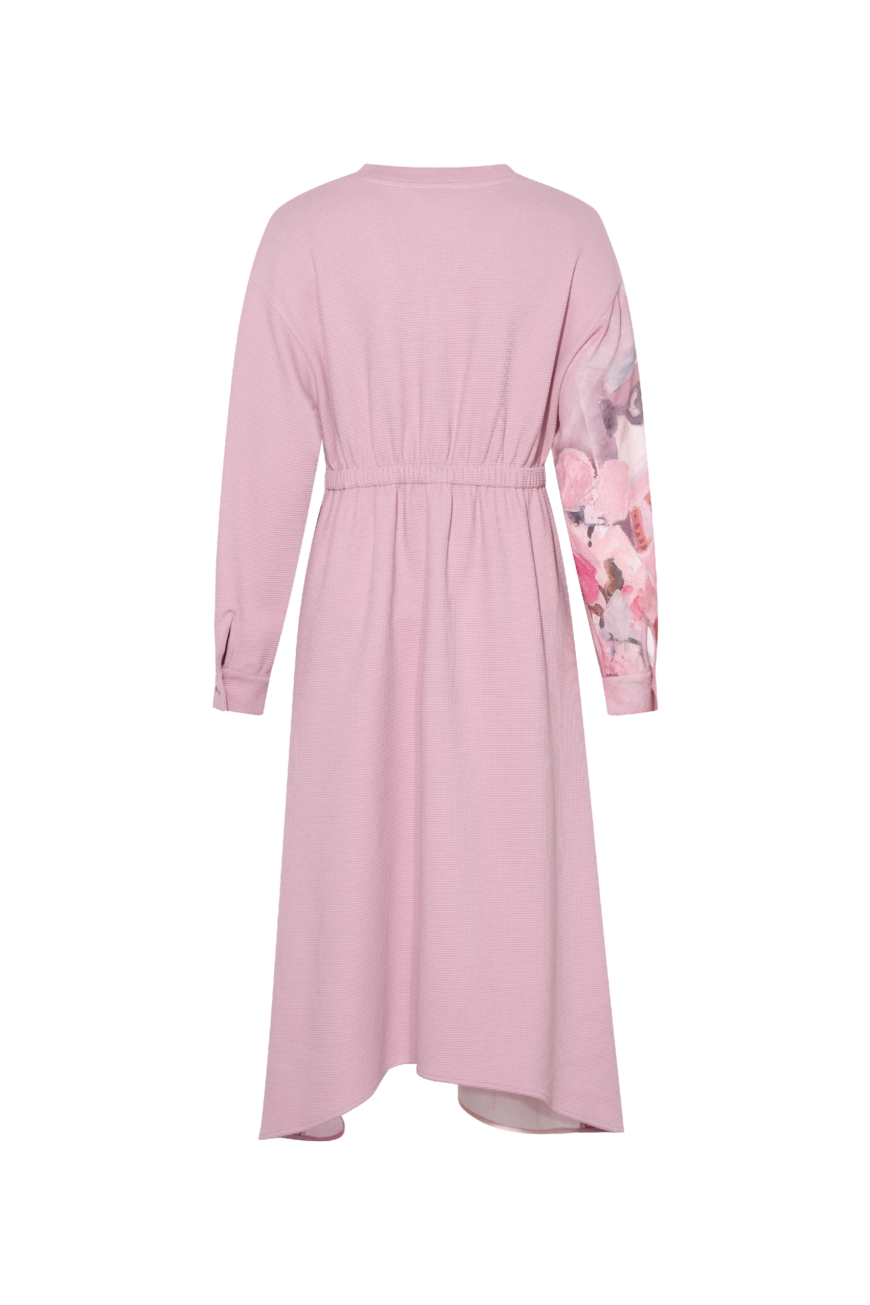 Printed Patchwork Embroidered Tie Dress