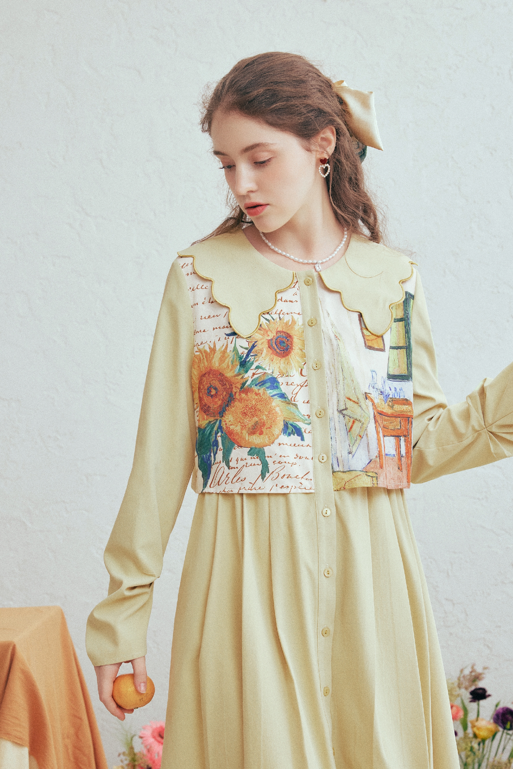 Cottagecore Printed Layered-Look Dress
