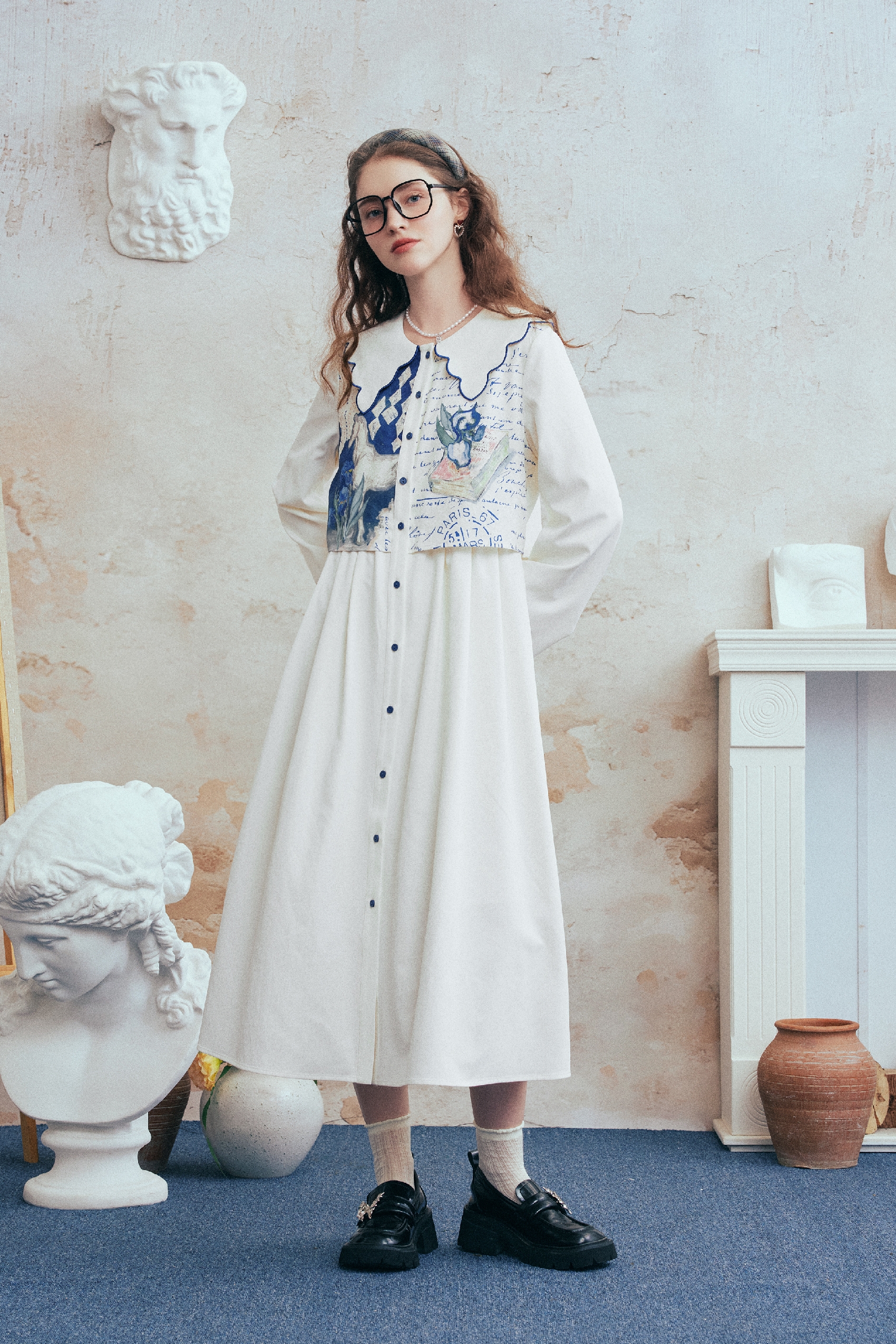 Cottagecore Printed Layered-Look Dress