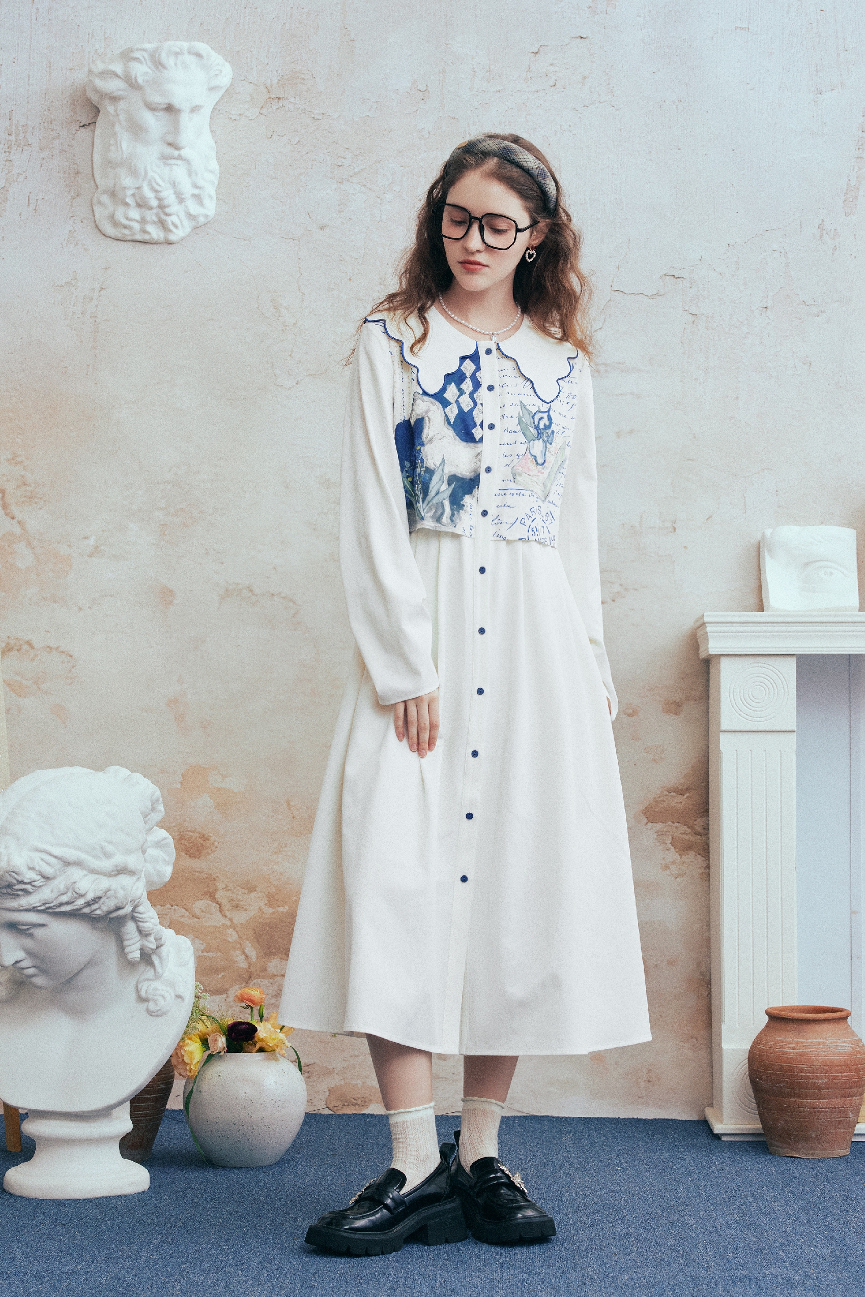 Cottagecore Printed Layered-Look Dress