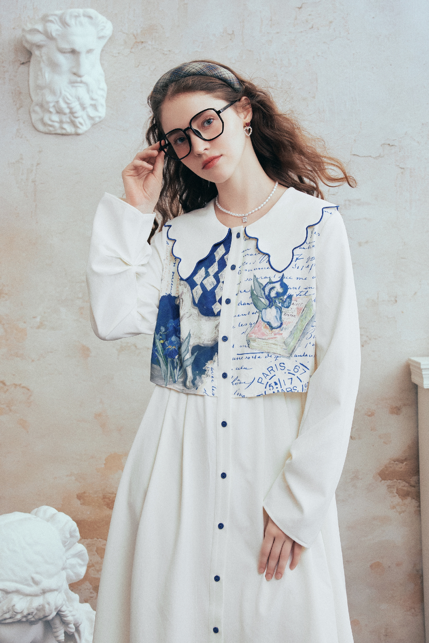Cottagecore Printed Layered-Look Dress