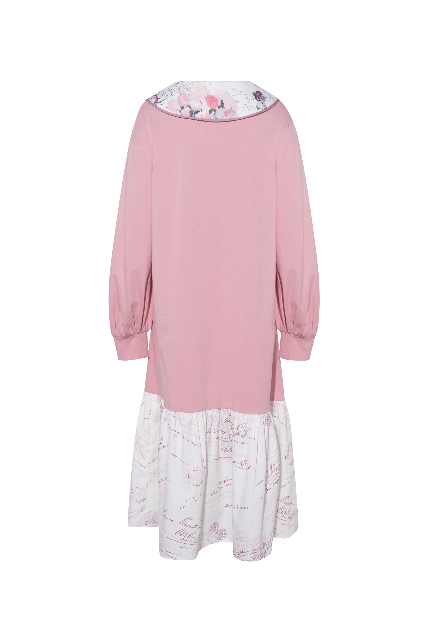 Patchwork Hem Printed Tie-Detail Dress