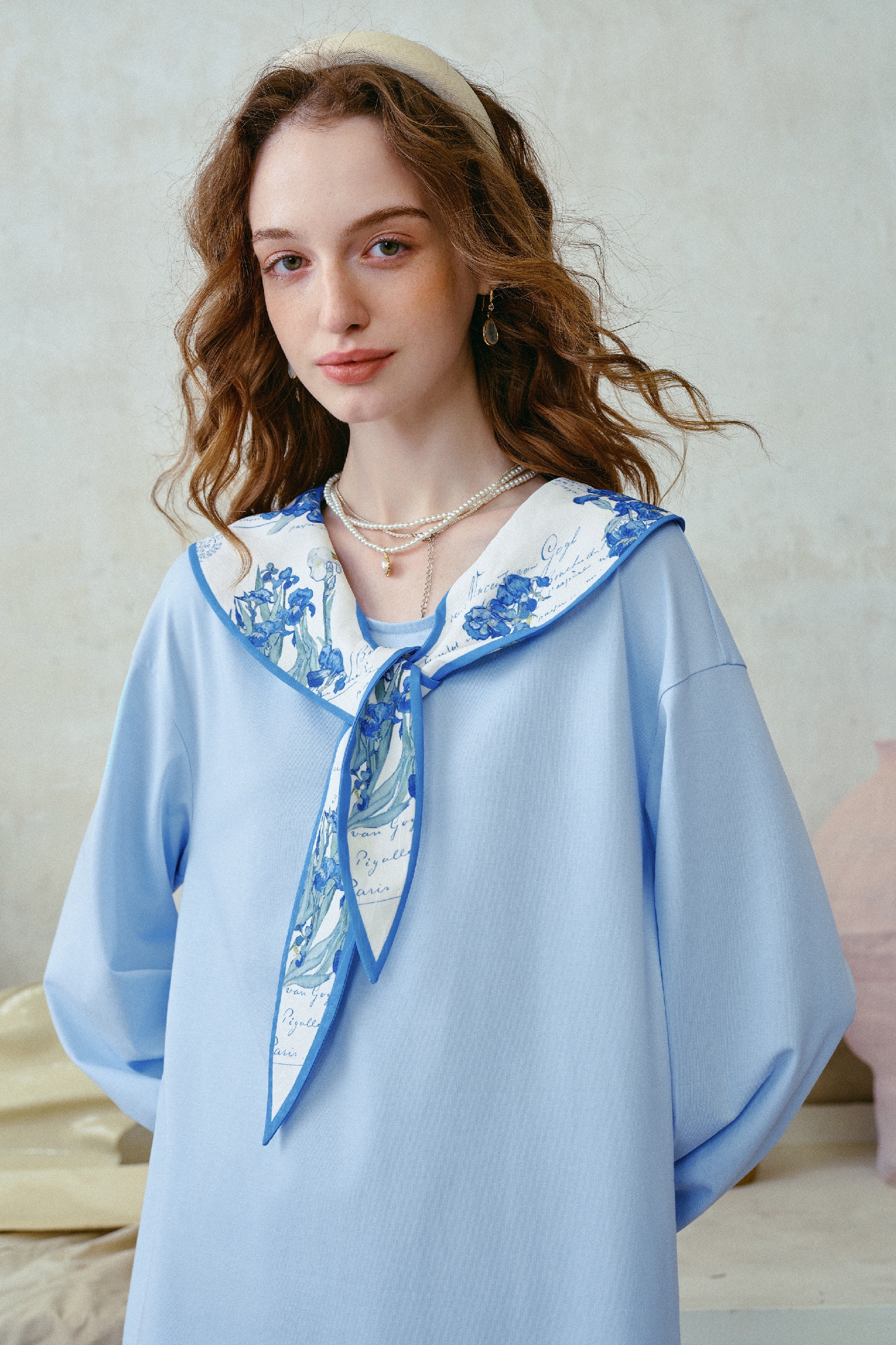 Patchwork Hem Printed Tie-Detail Dress