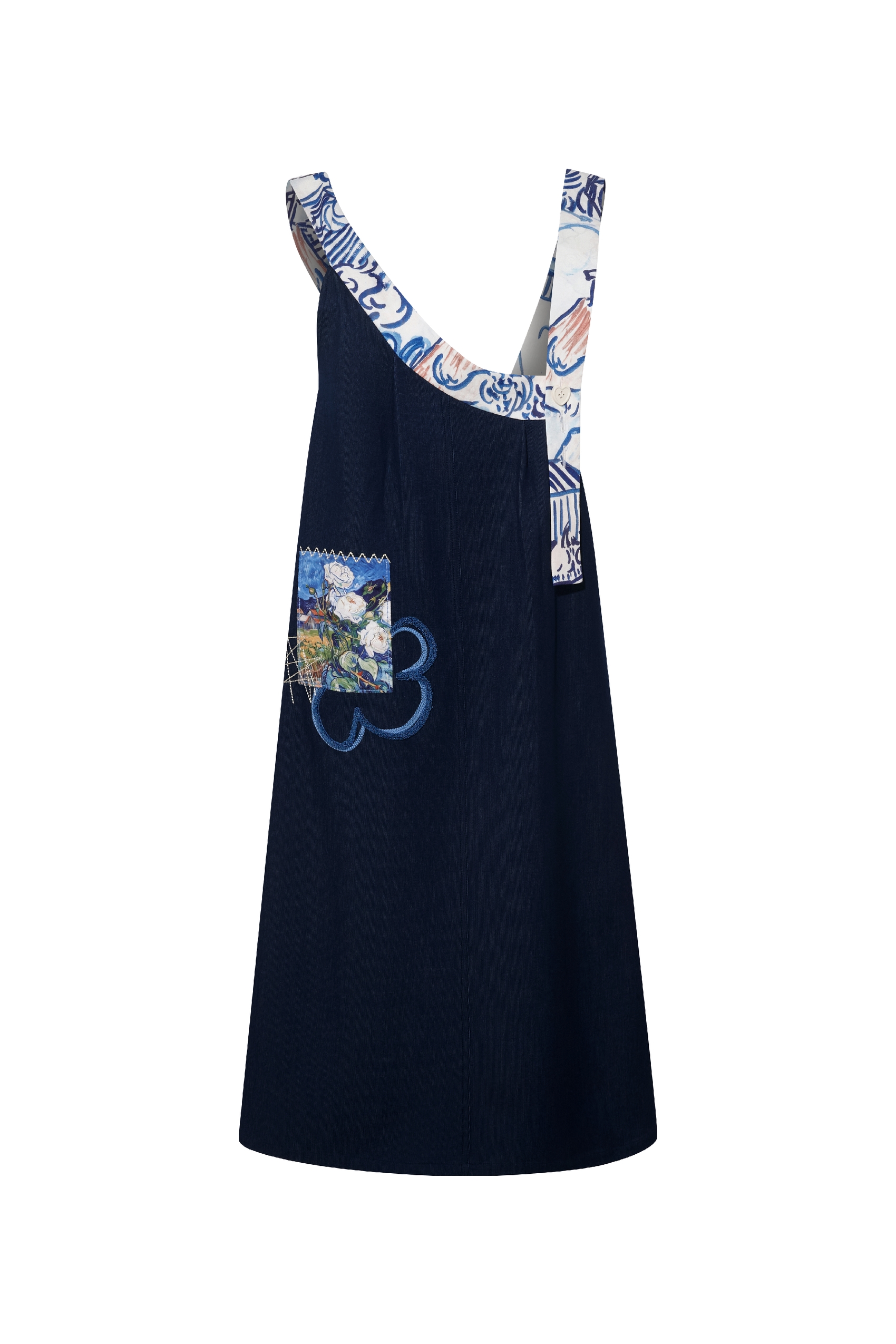 Applique Embroidered Asymmetric Pinafore Dress