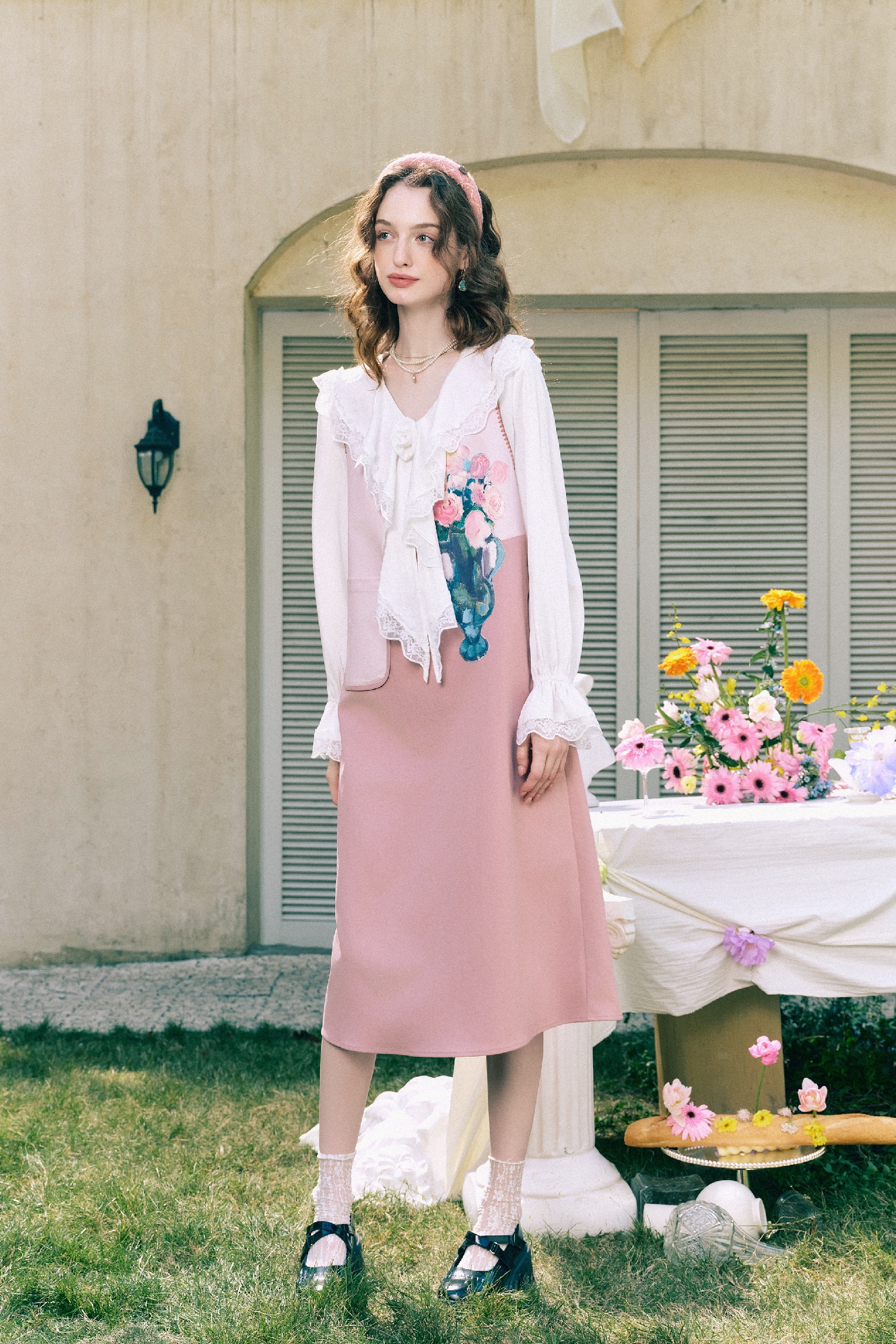 Color-Block Printed Sleeveless Dress