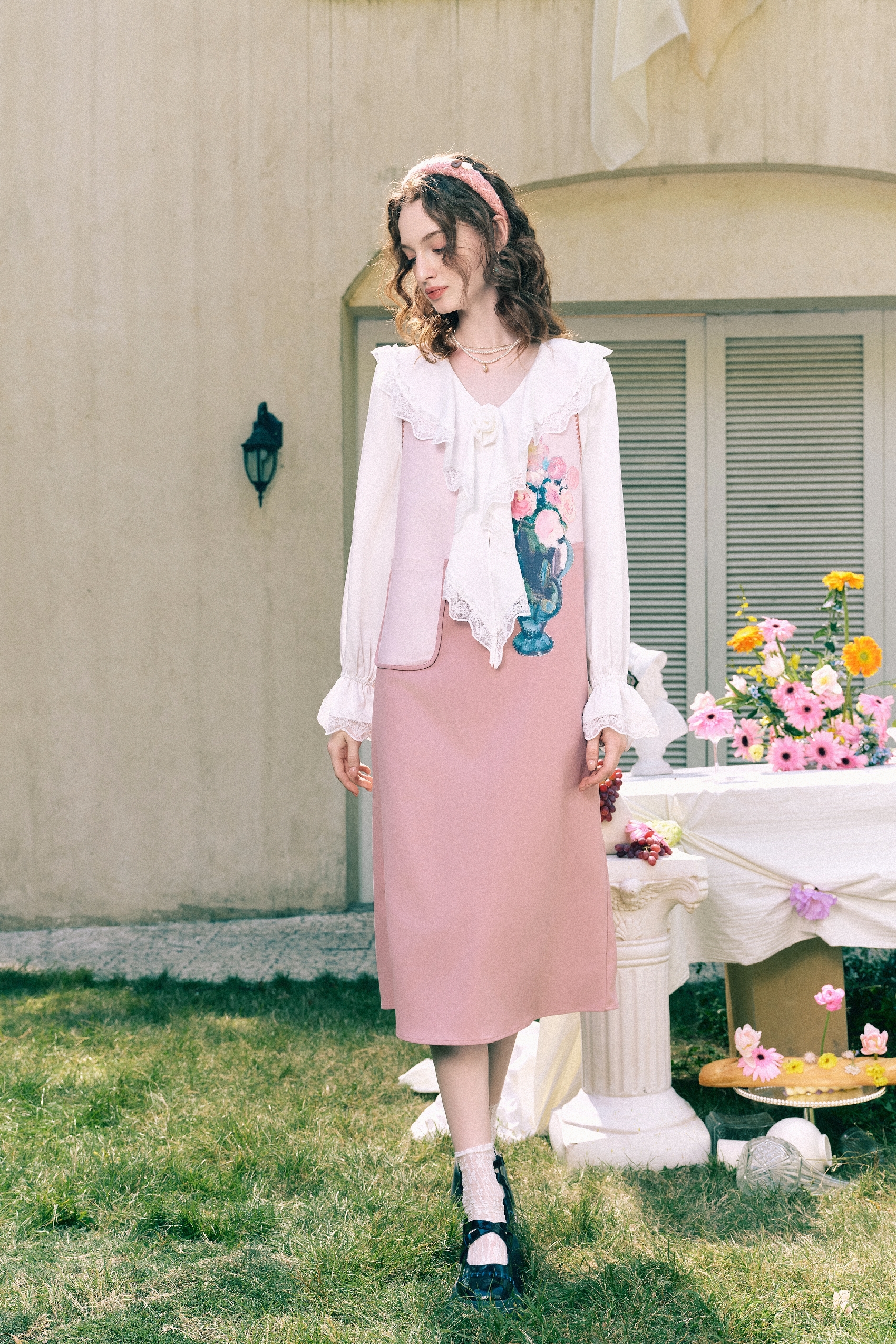 Color-Block Printed Sleeveless Dress