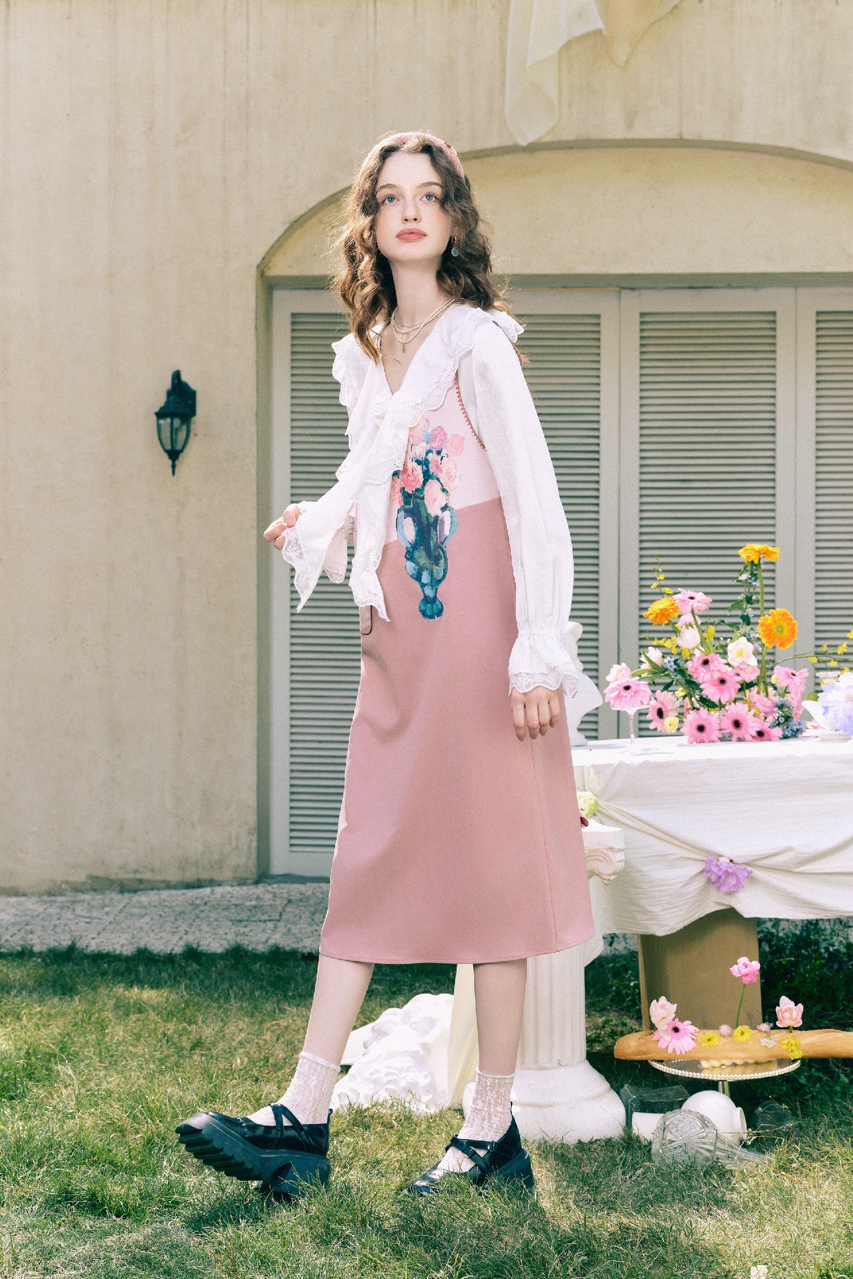 Color-Block Printed Sleeveless Dress