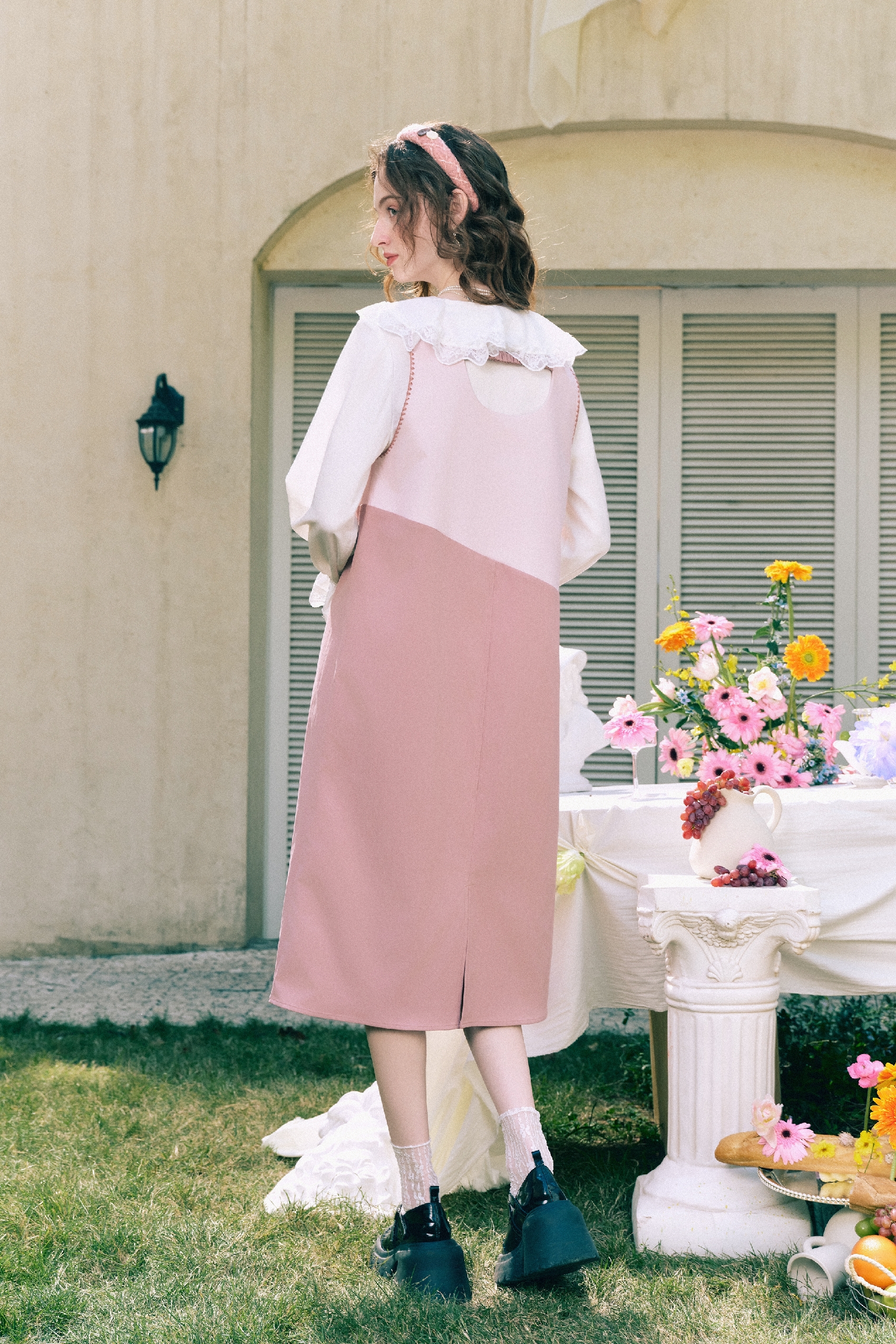 Color-Block Printed Sleeveless Dress