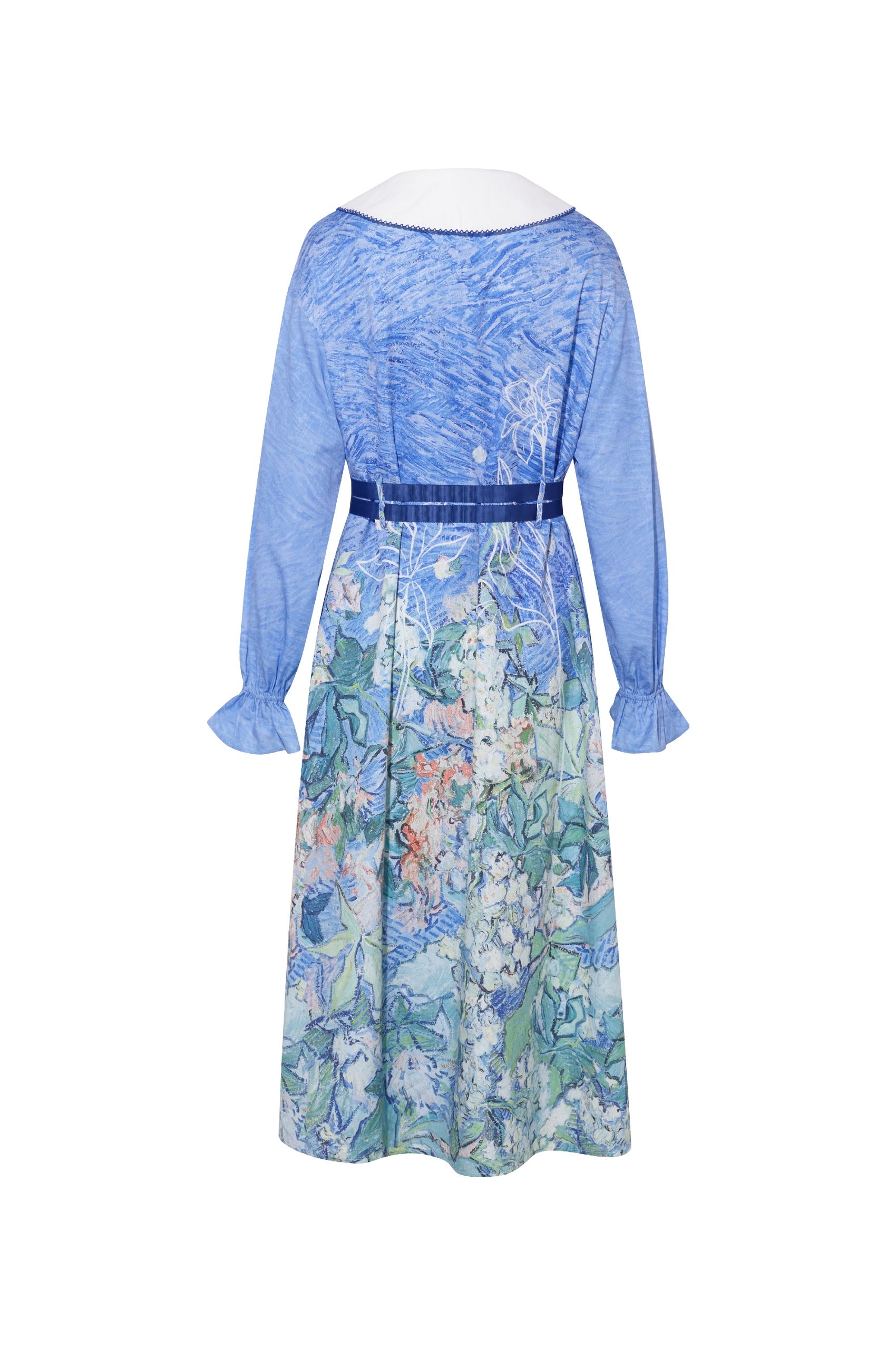 Color-Block Collar Printed A-Line Dress-LYONSENS