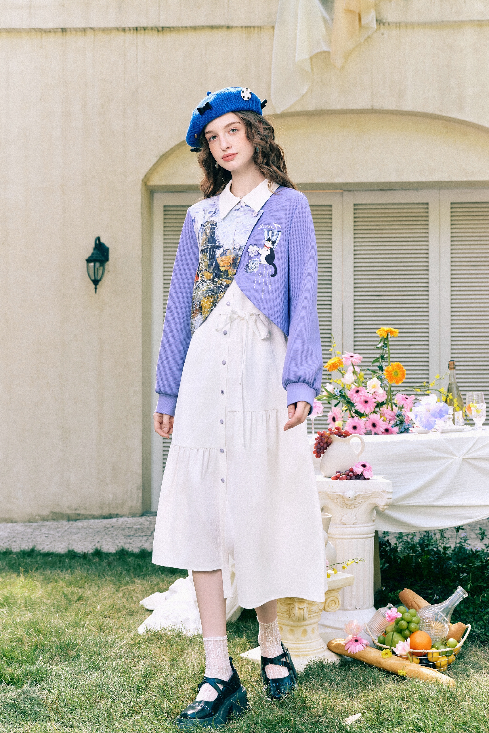 Purple Faux Layered Dress