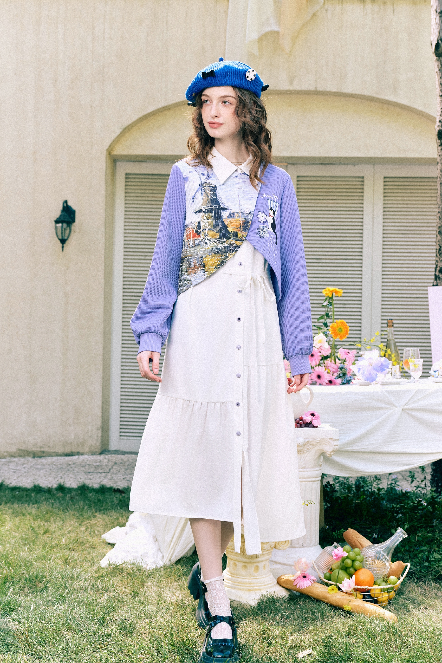 Purple Faux Layered Dress