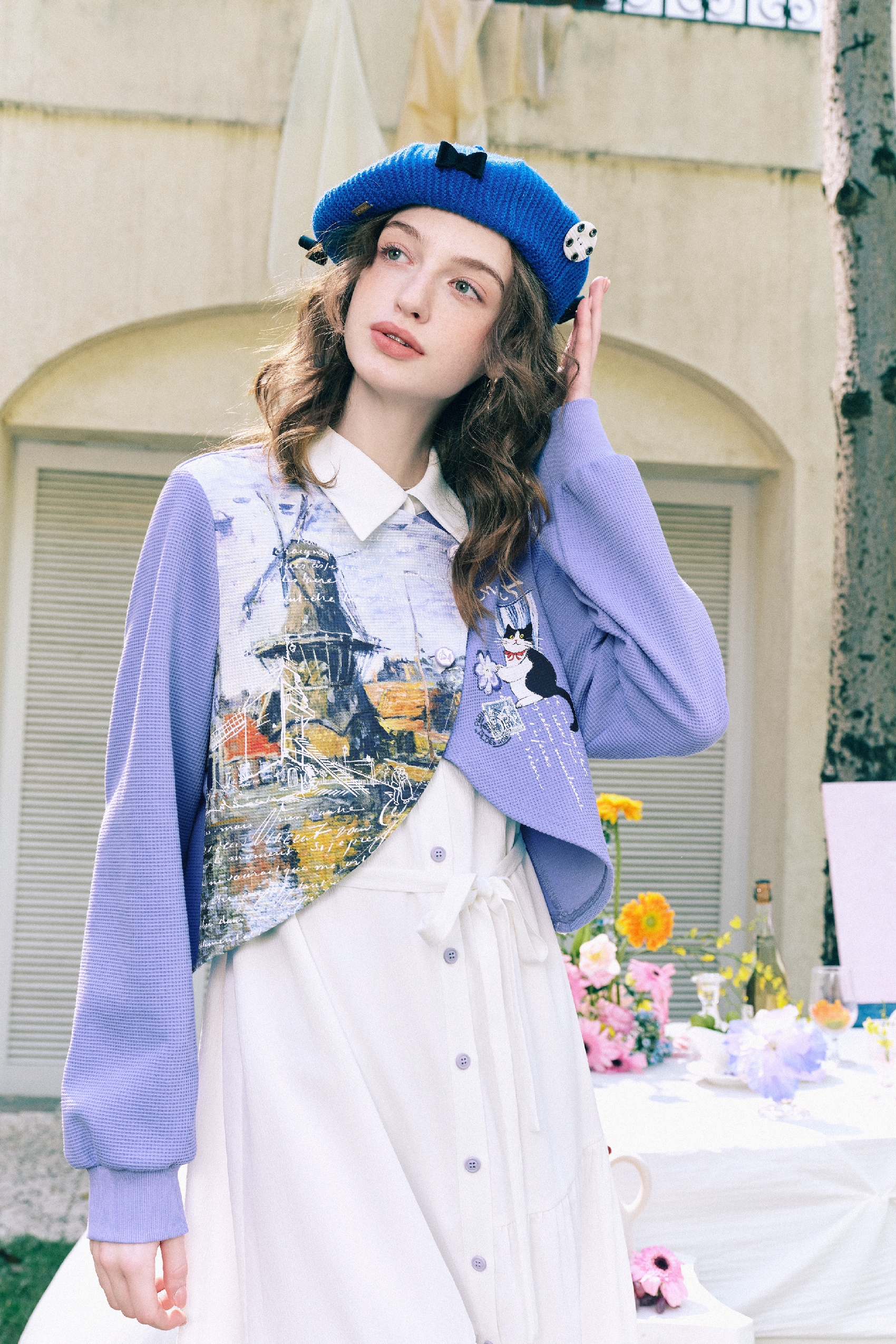 Purple Faux Layered Dress