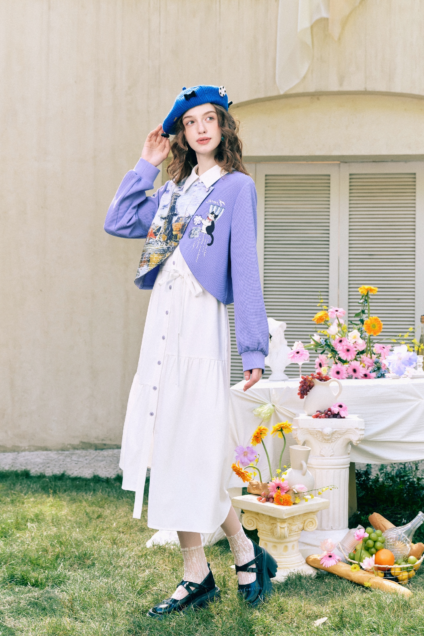 Purple Faux Layered Dress