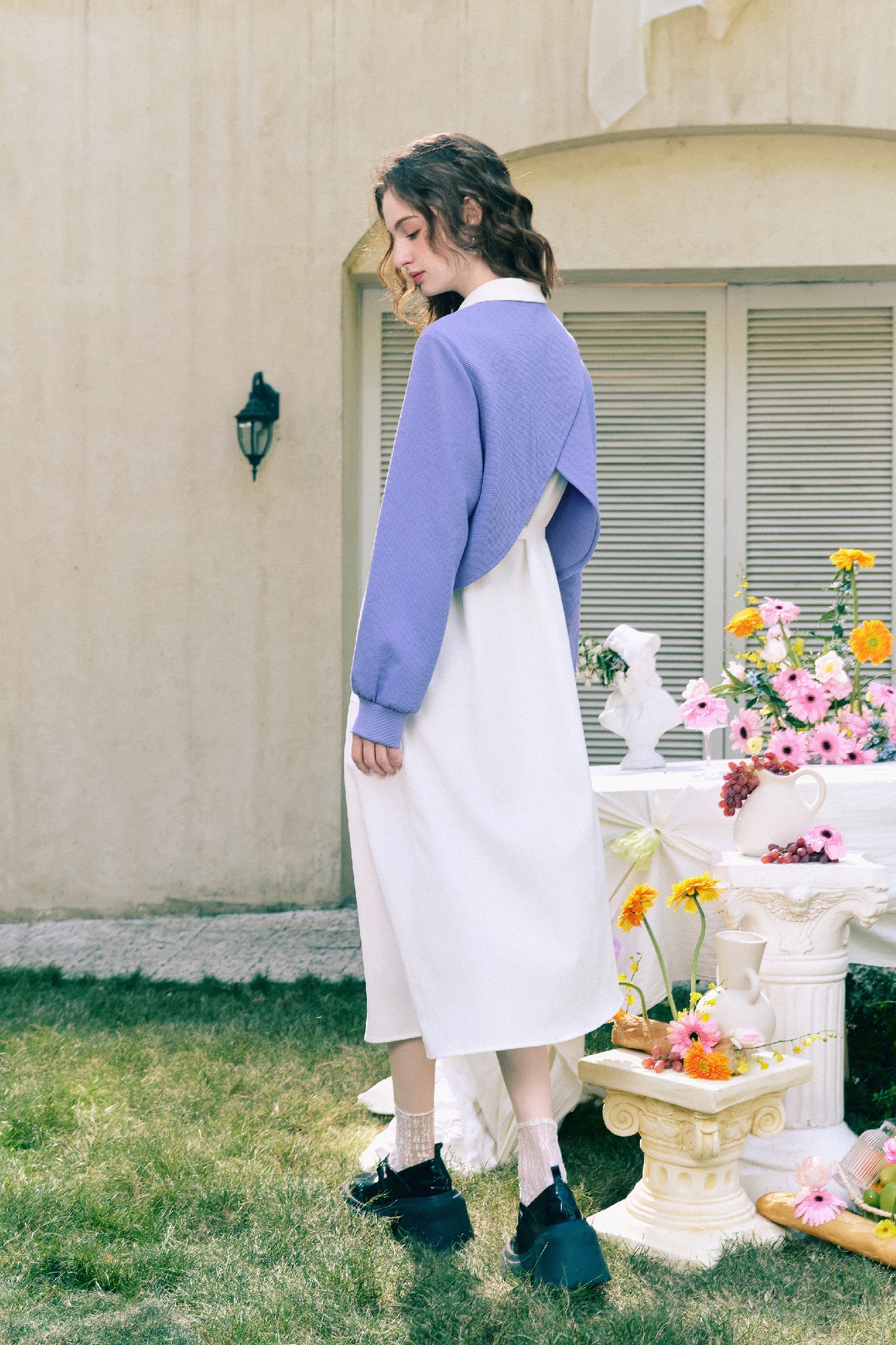 Purple Faux Layered Dress