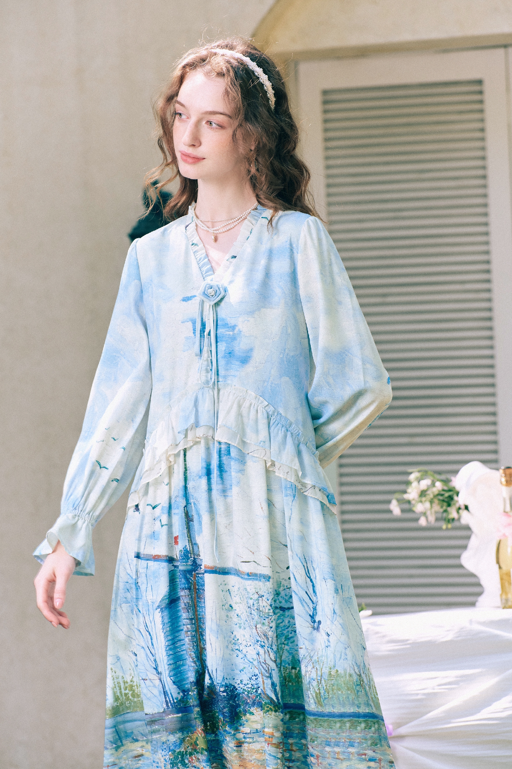 French-Style V-Neck Dress-LYONSENS