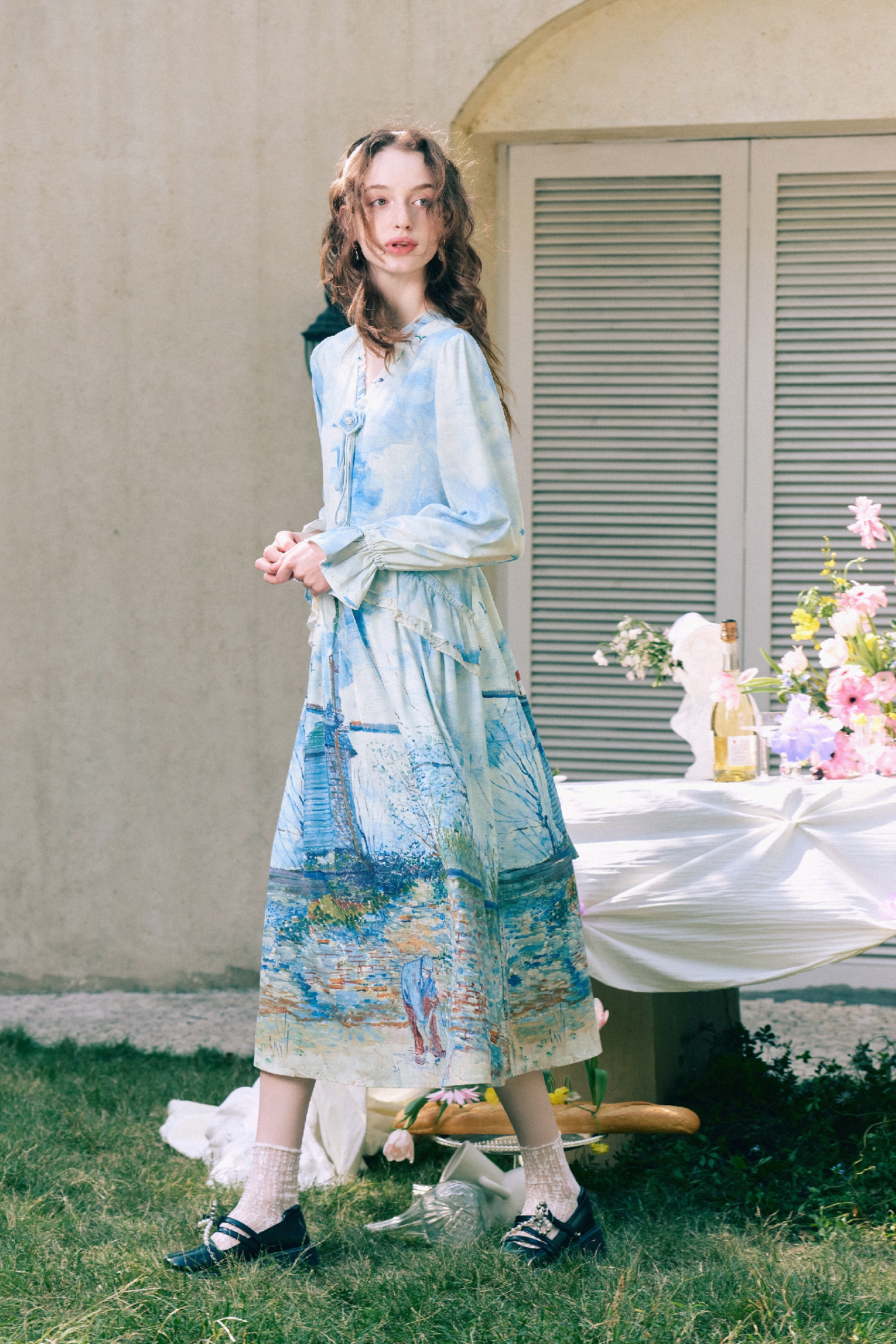 French-Style V-Neck Dress-LYONSENS
