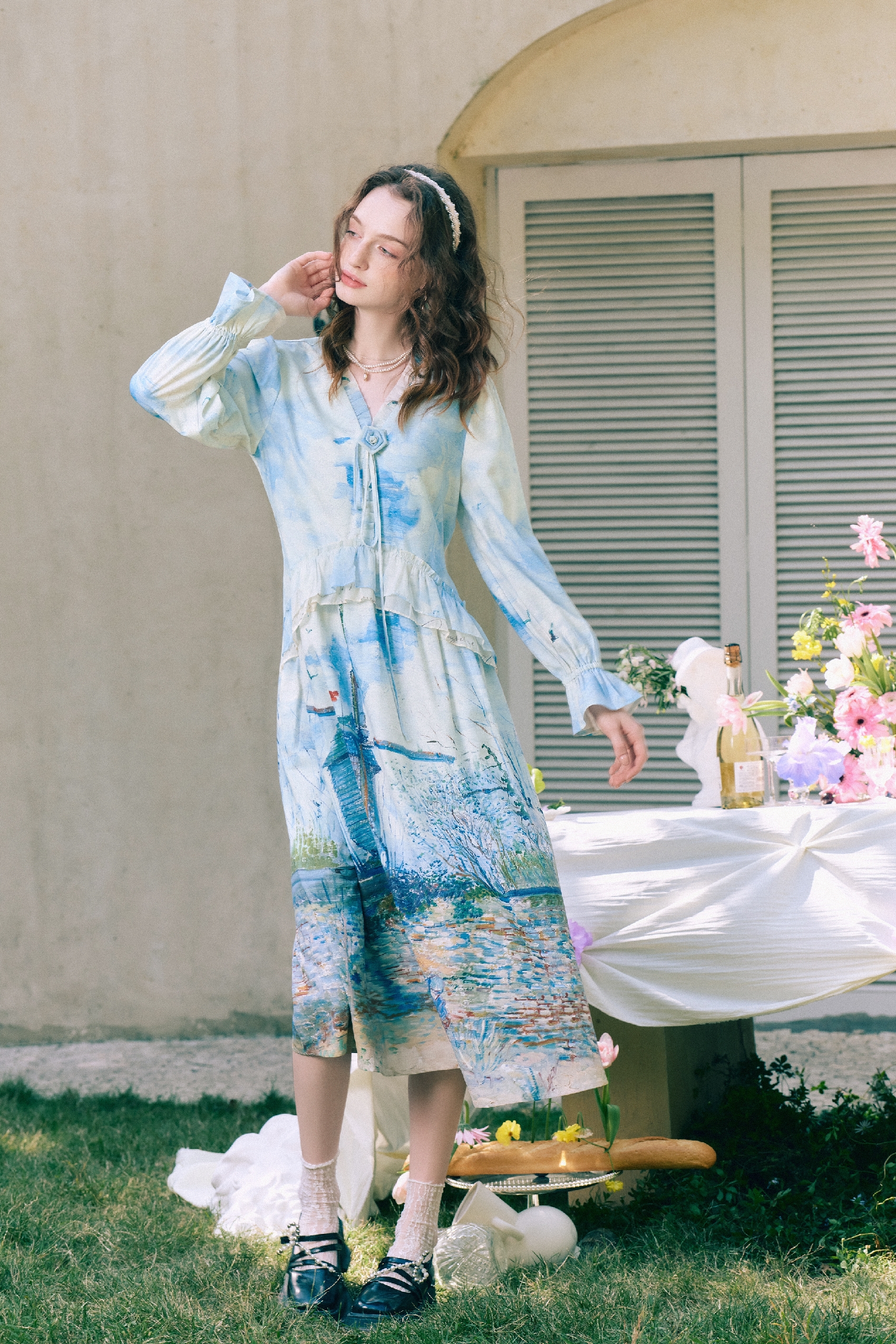 French-Style V-Neck Dress