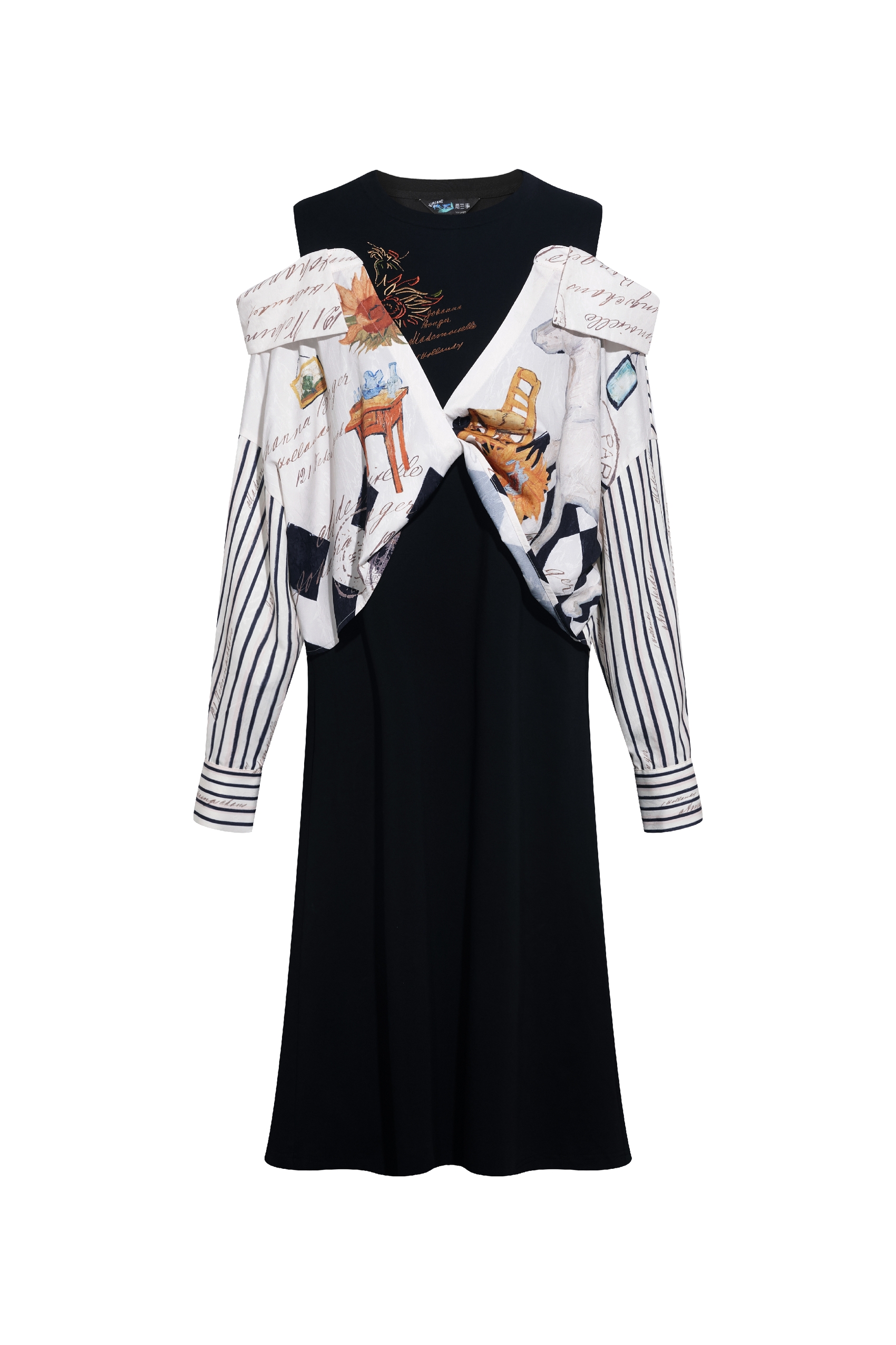 Faux Layered Embroidered Dress