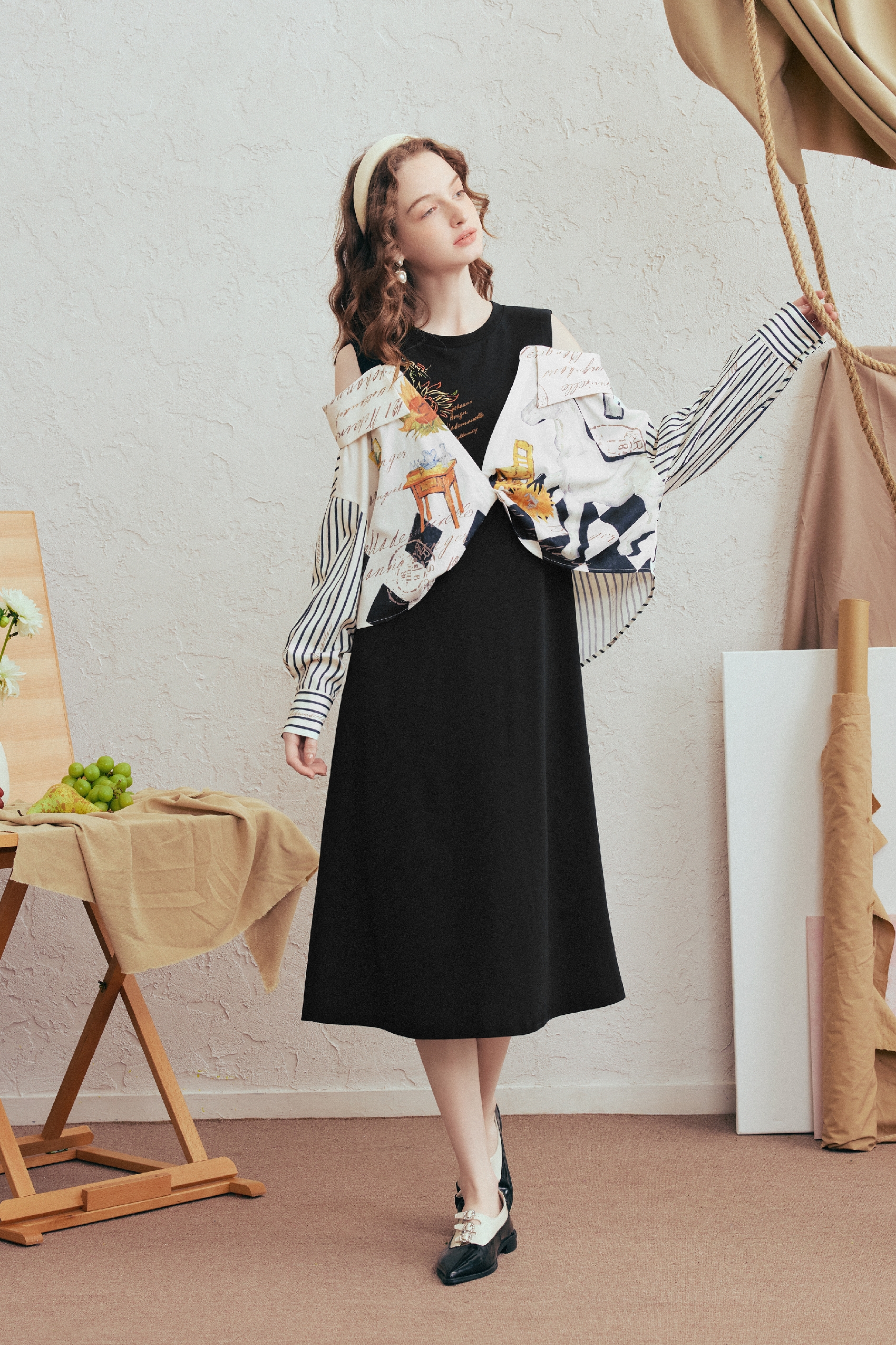 Faux Layered Embroidered Dress