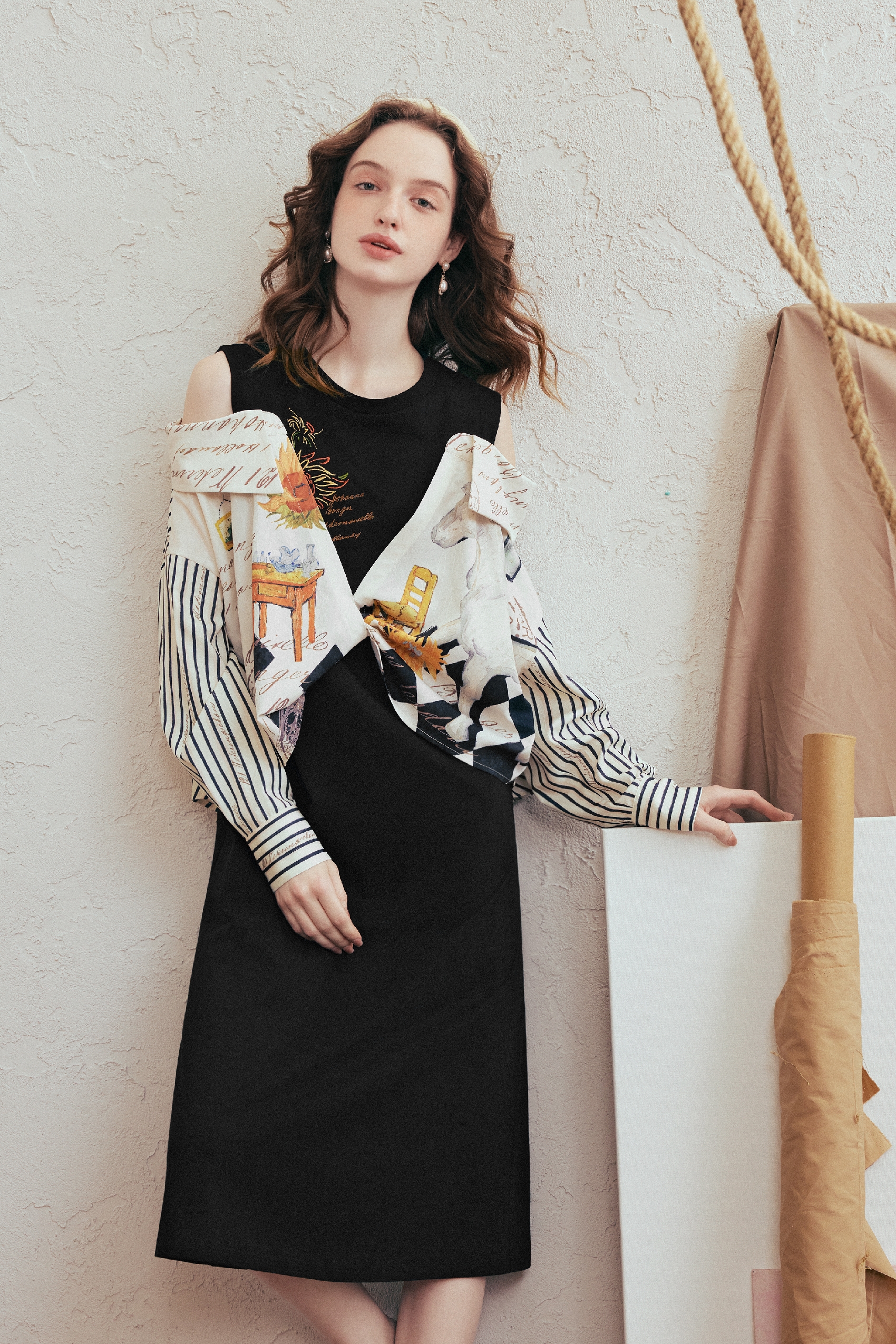 Faux Layered Embroidered Dress