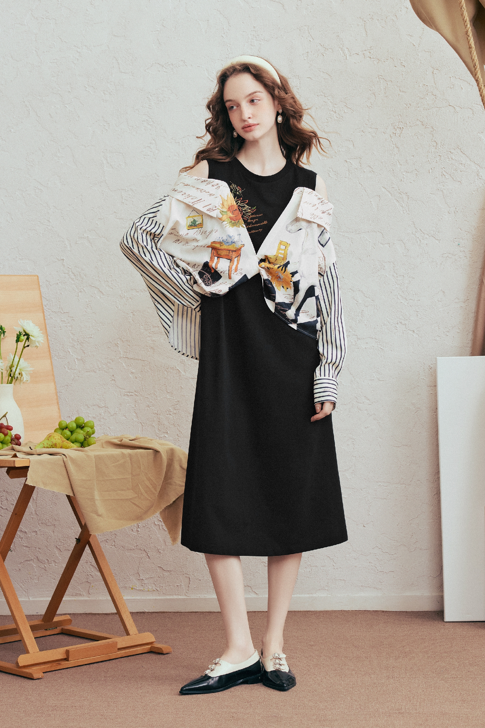 Faux Layered Embroidered Dress