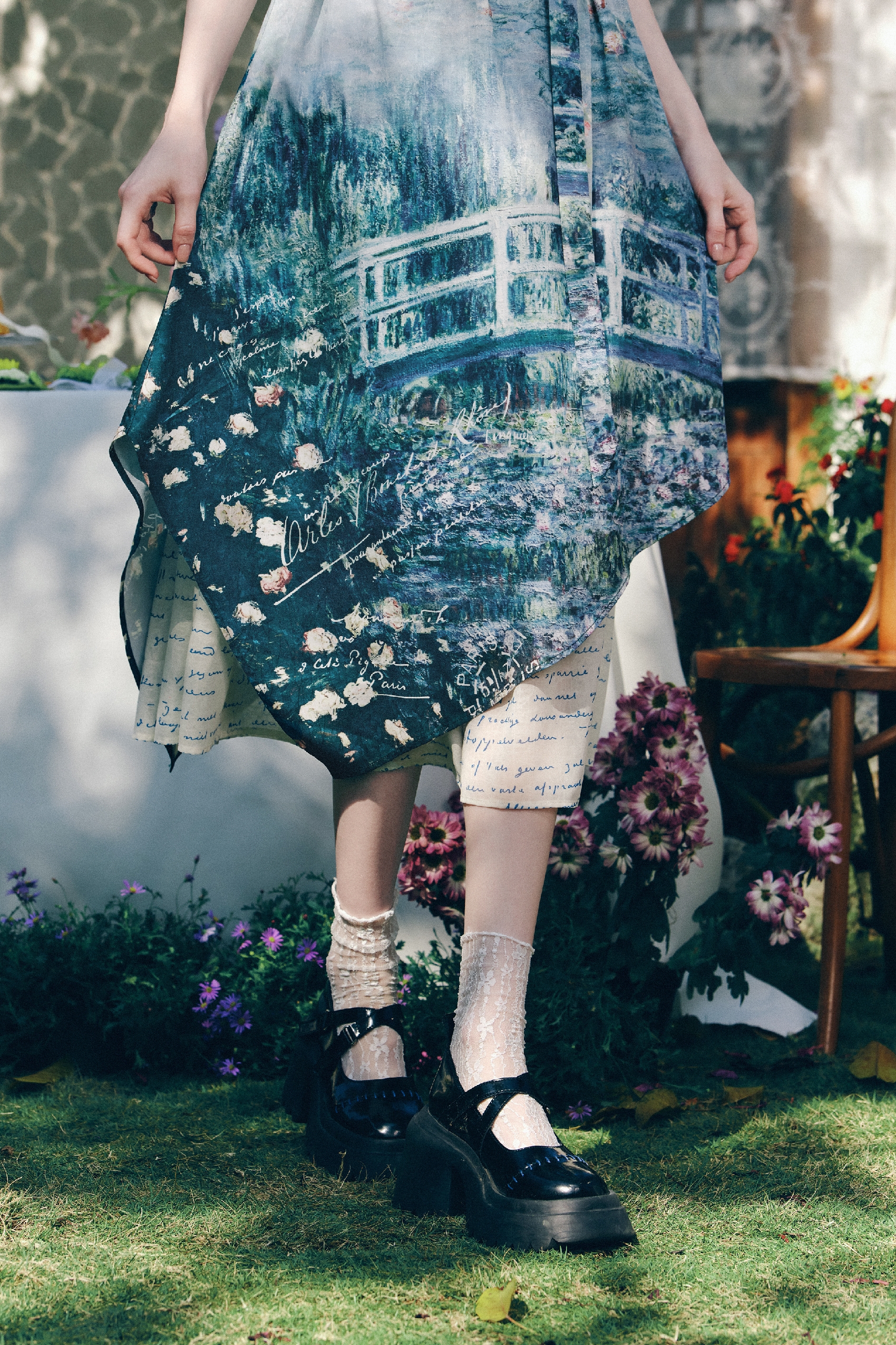 Green Printed Dress-LYONSENS