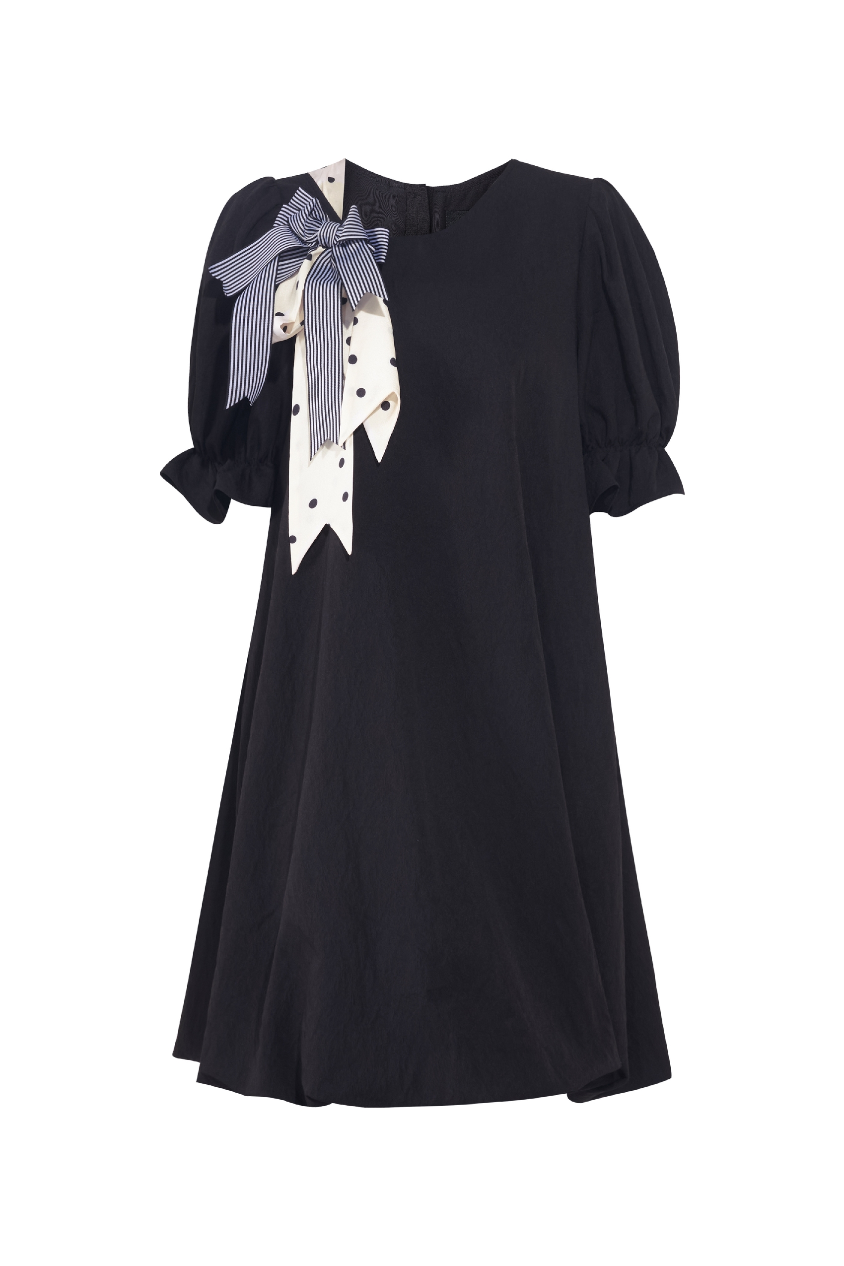 Black Tie-Neck Dress