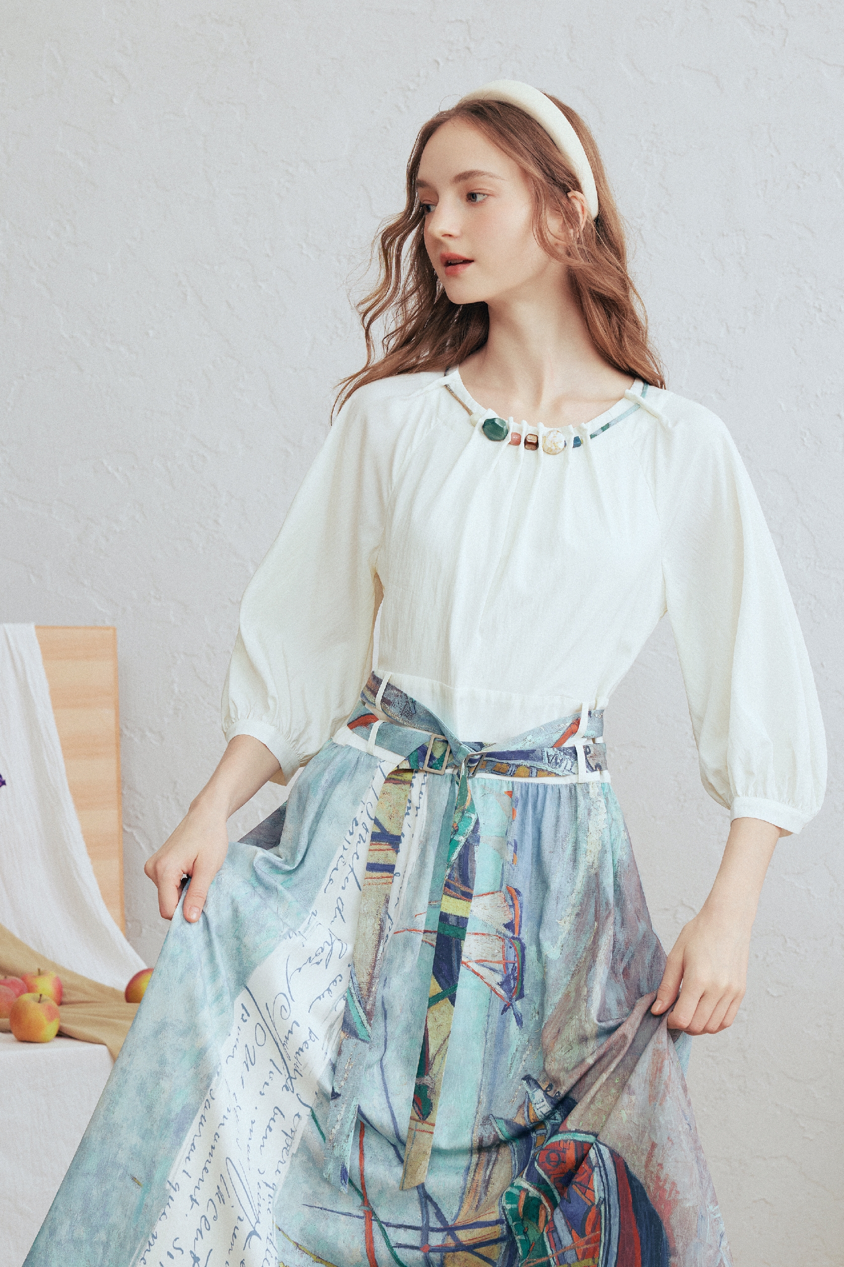 Waist-Cinching Printed Dress