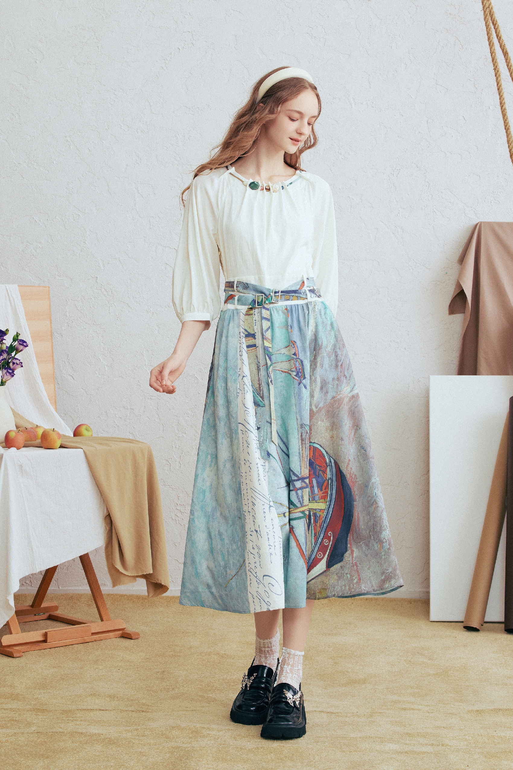 Waist-Cinching Printed Dress