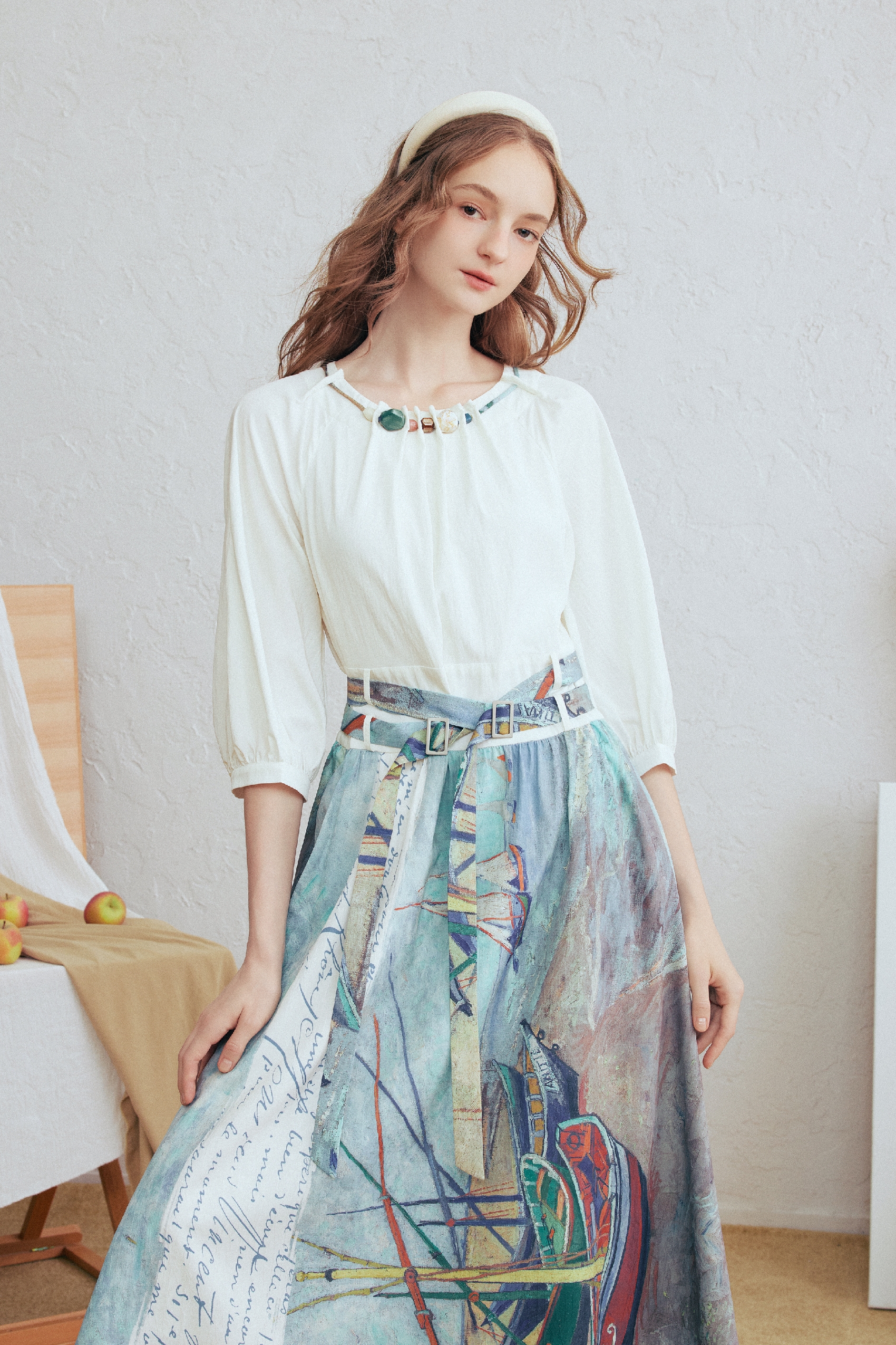 Waist-Cinching Printed Dress