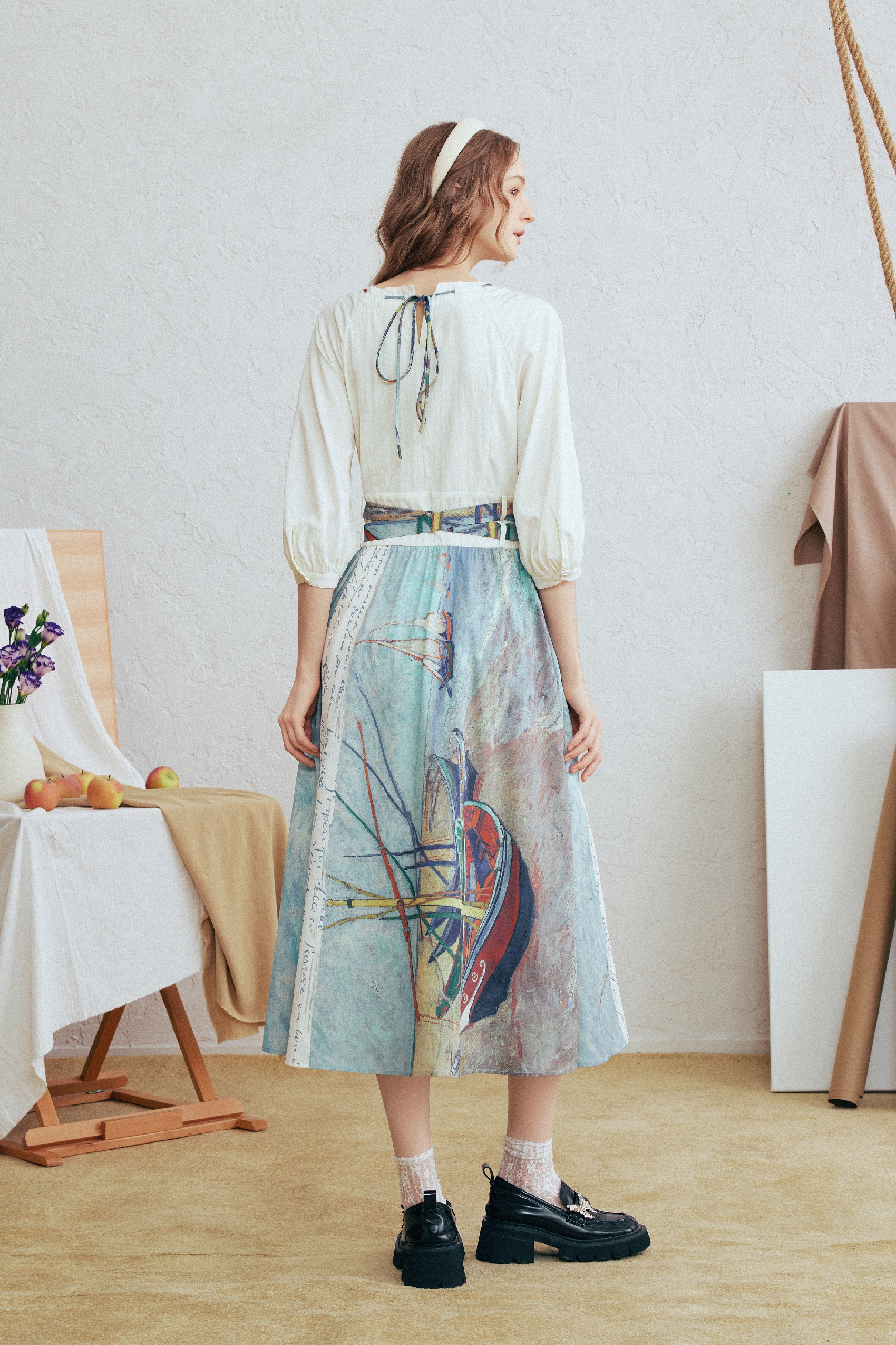 Waist-Cinching Printed Dress