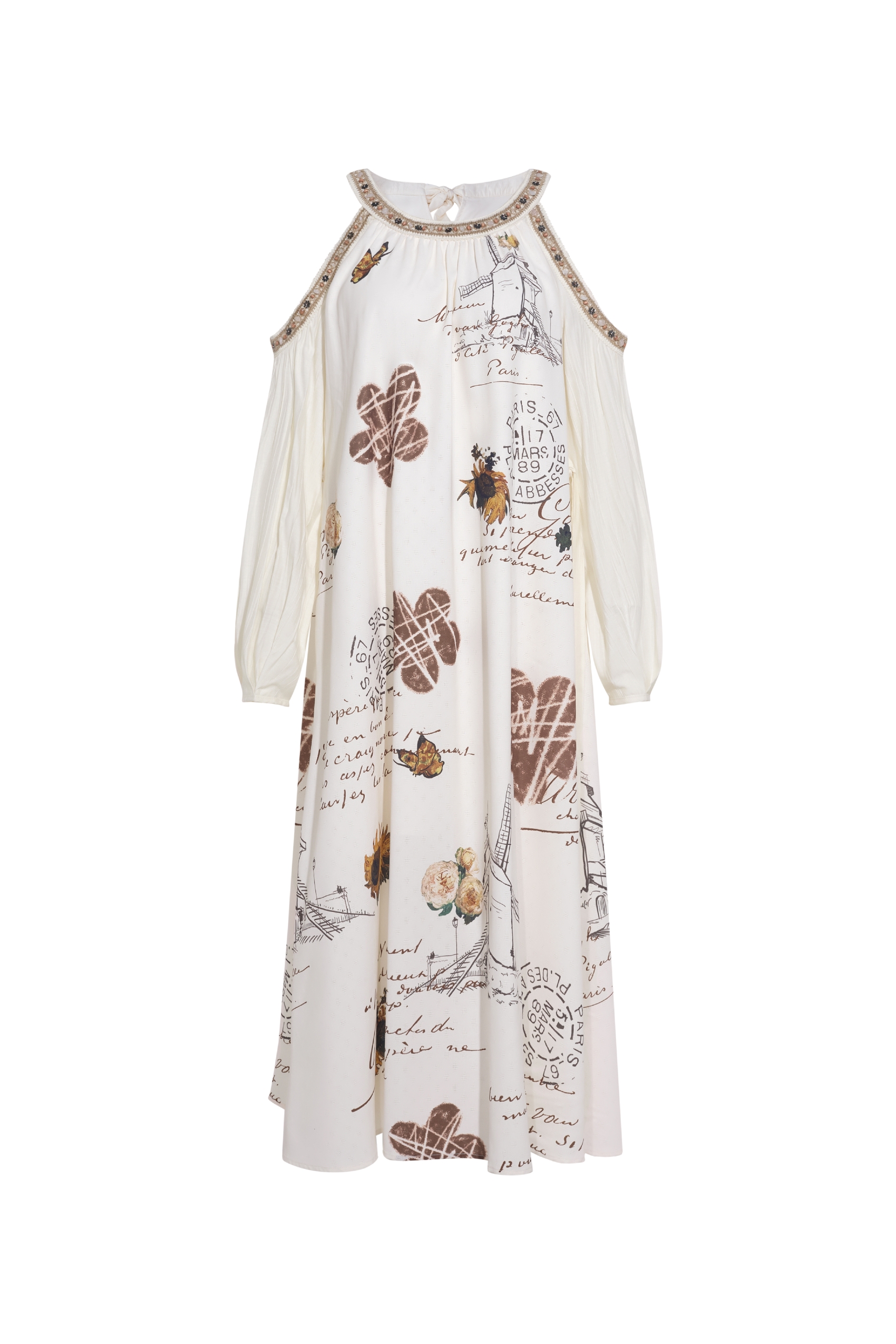 Apricot Printed Dress-LYONSENS