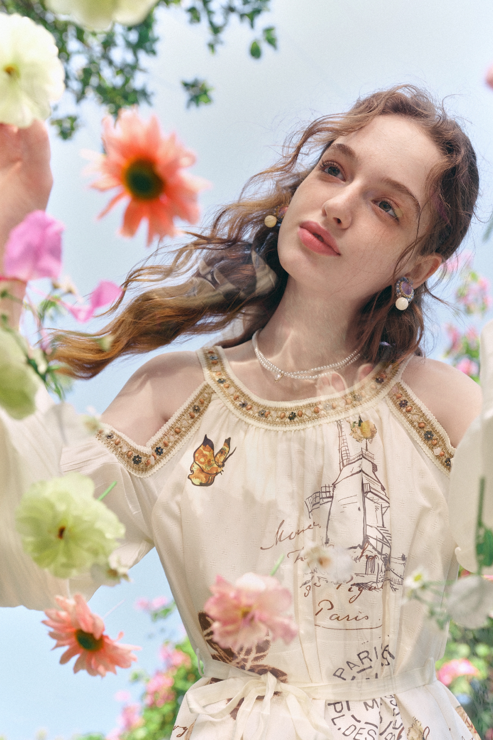 Apricot Printed Dress-LYONSENS