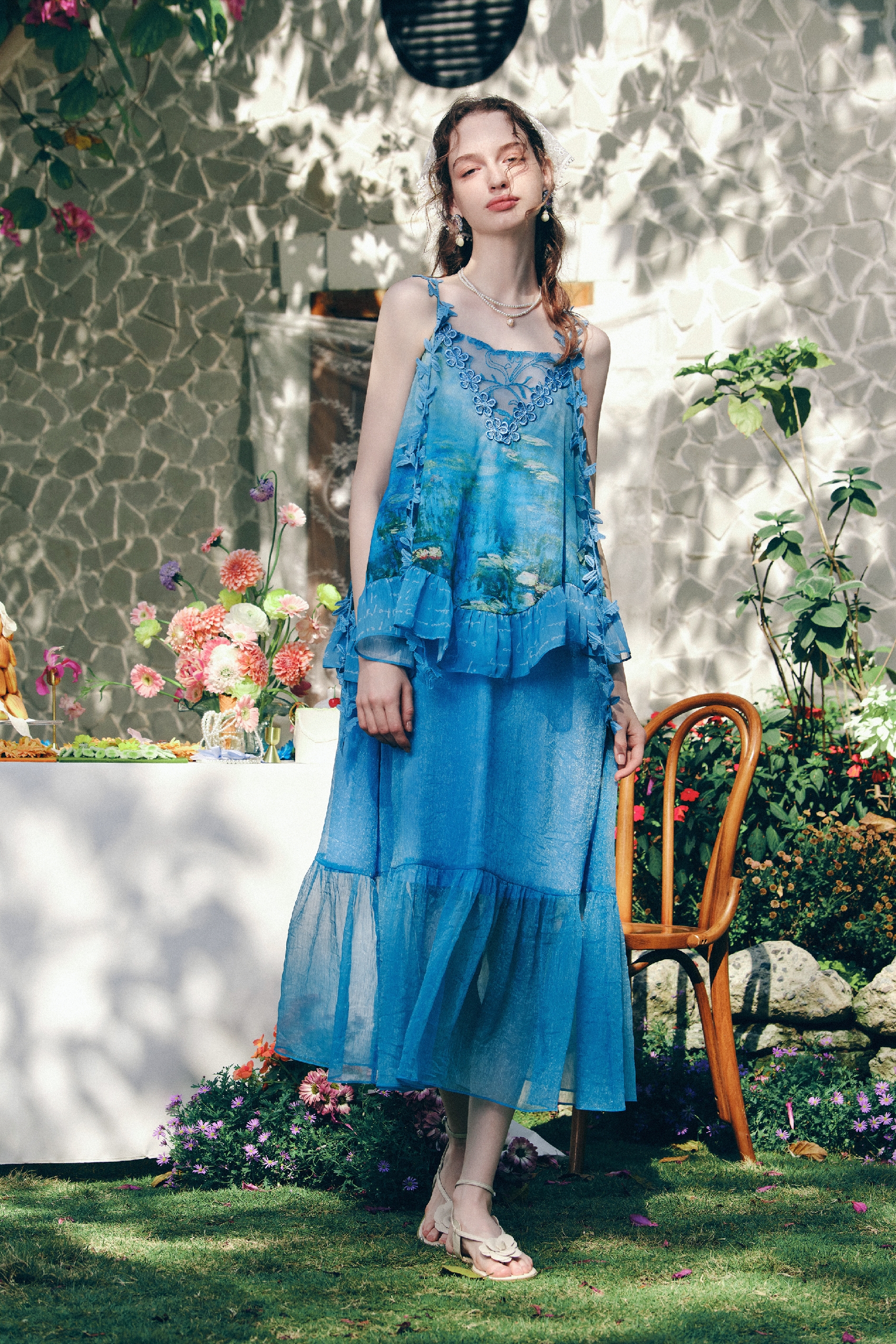 Blue Waist-Cinching Dress