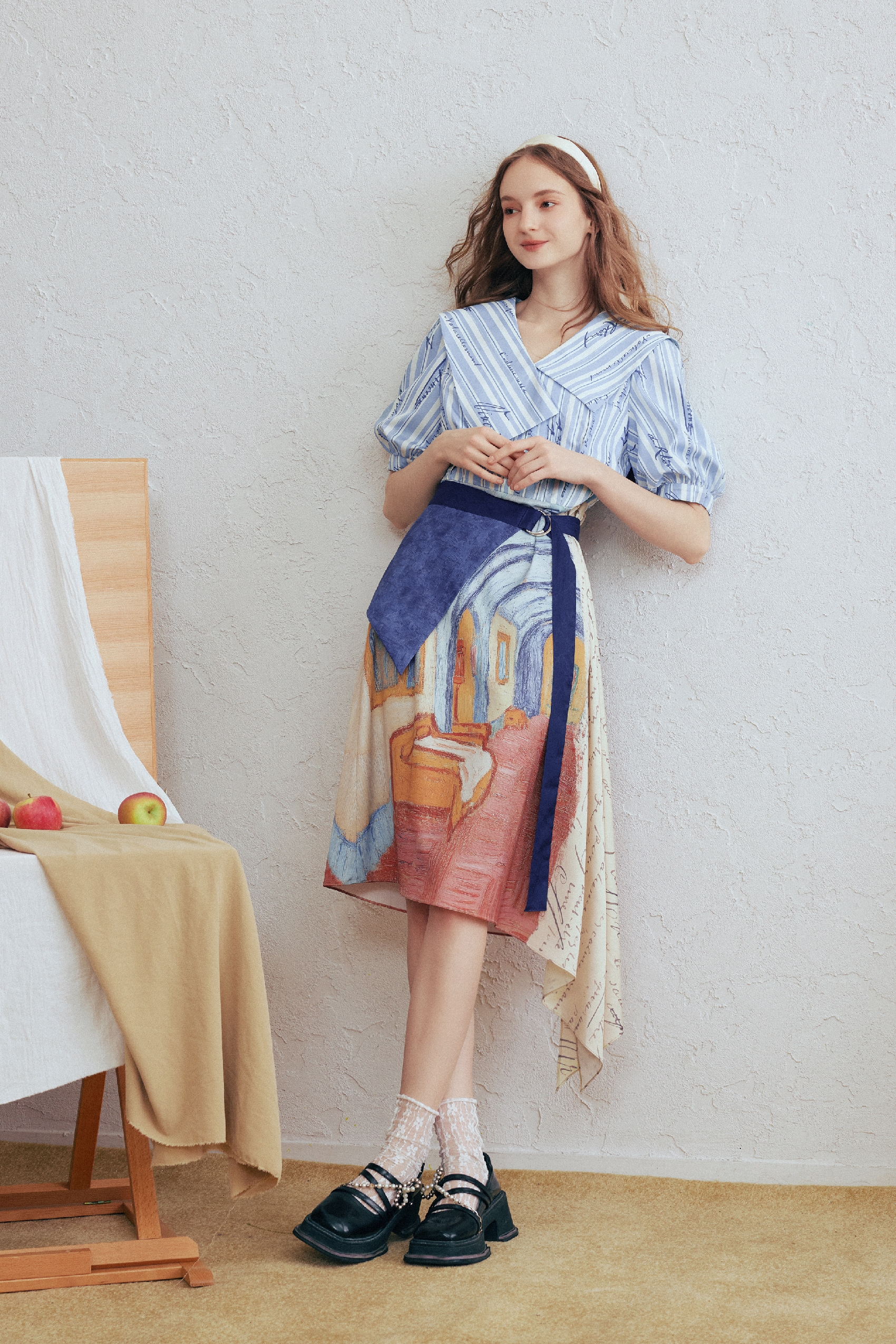 Lapel Collar Printed Dress