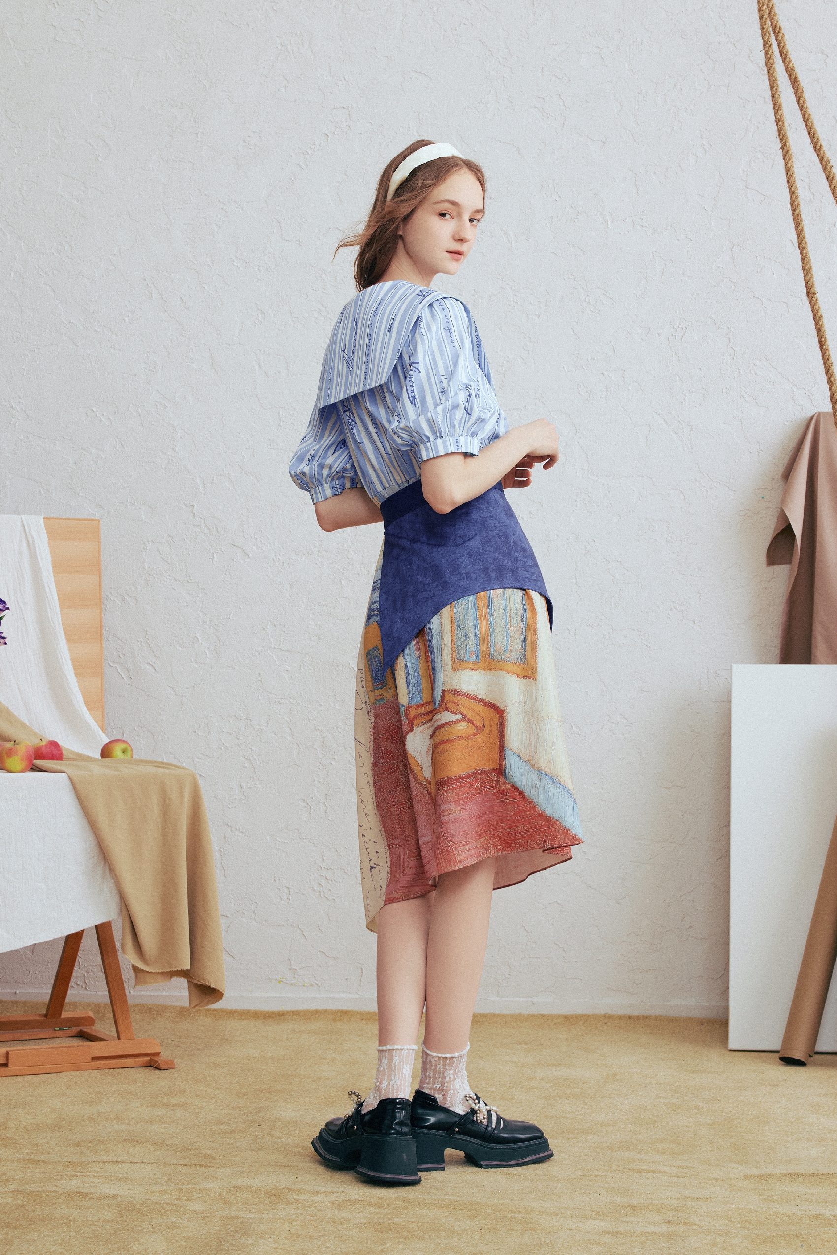 Lapel Collar Printed Dress