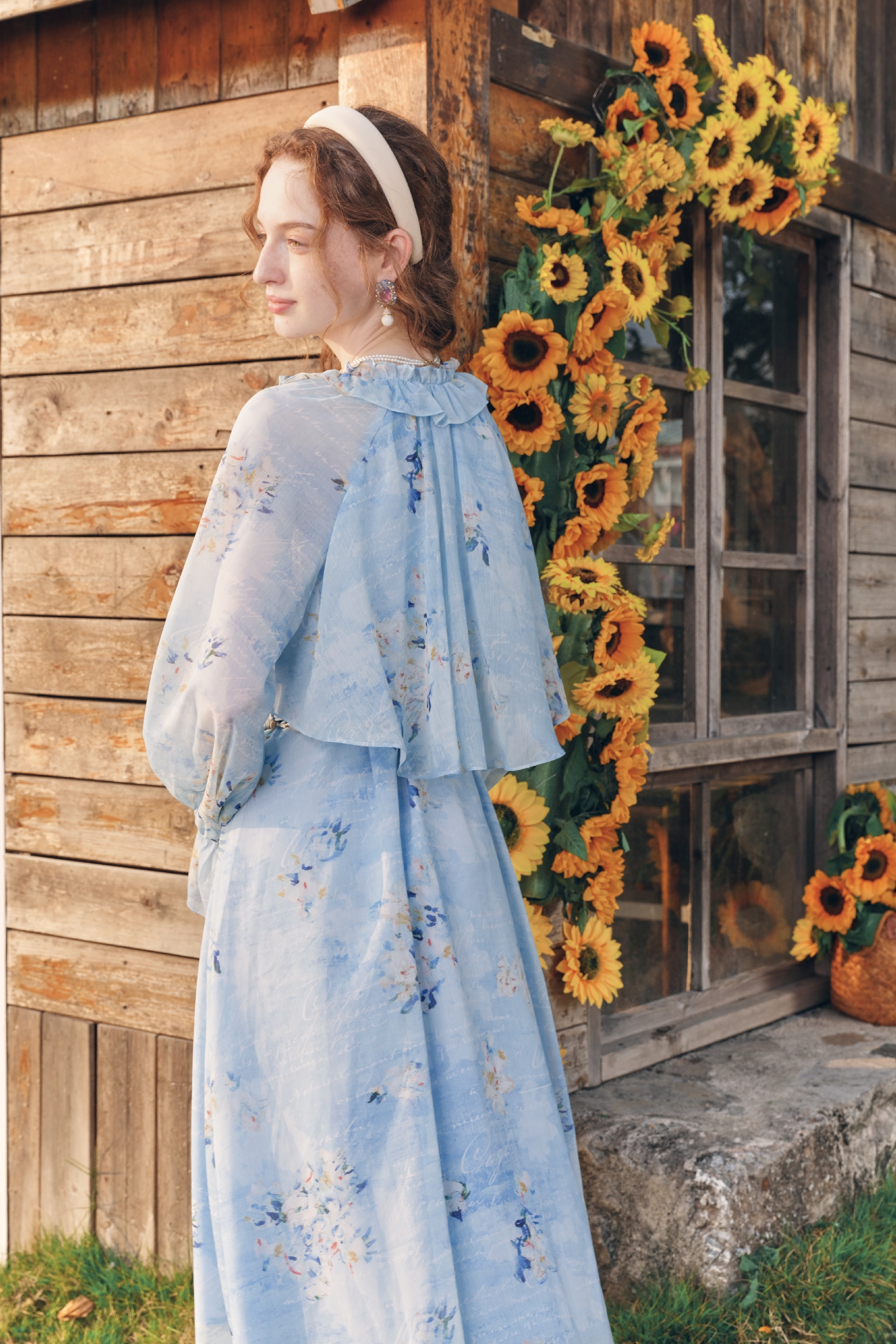 Ruffle Patchwork V-Neck Layered Dress