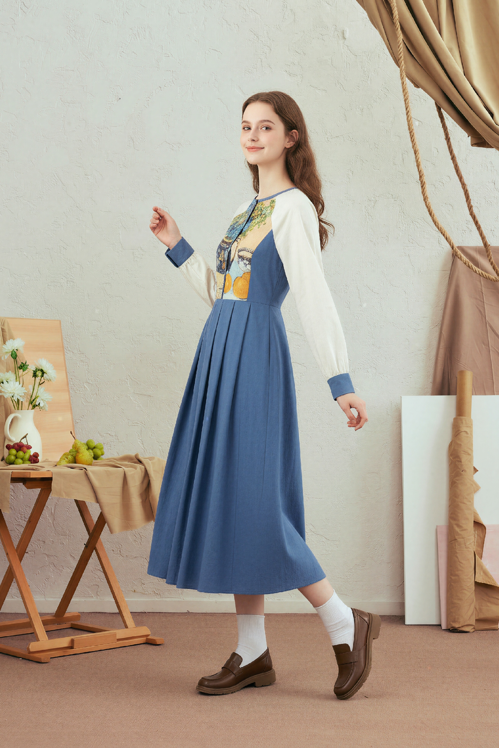 Printed Waist-Cinching Dress