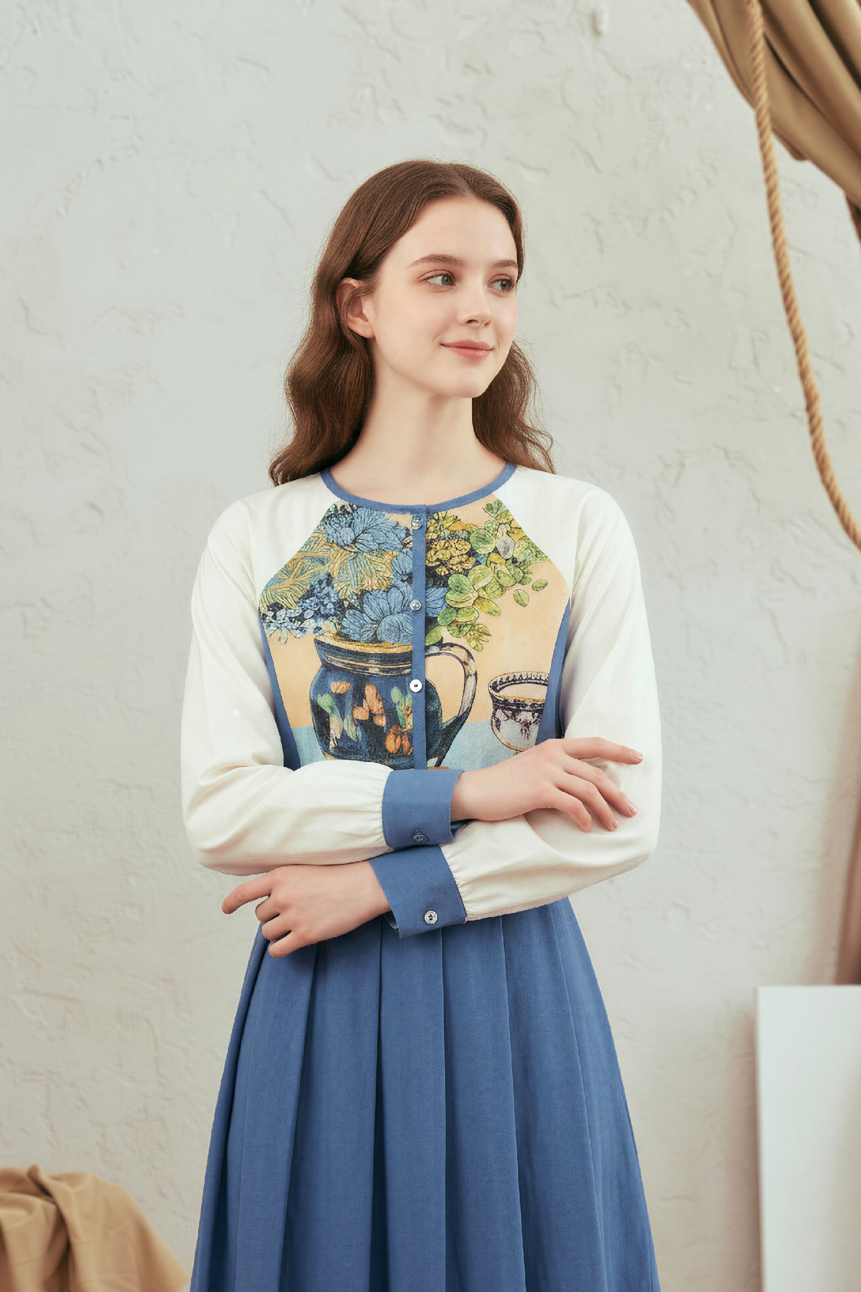 Printed Waist-Cinching Dress