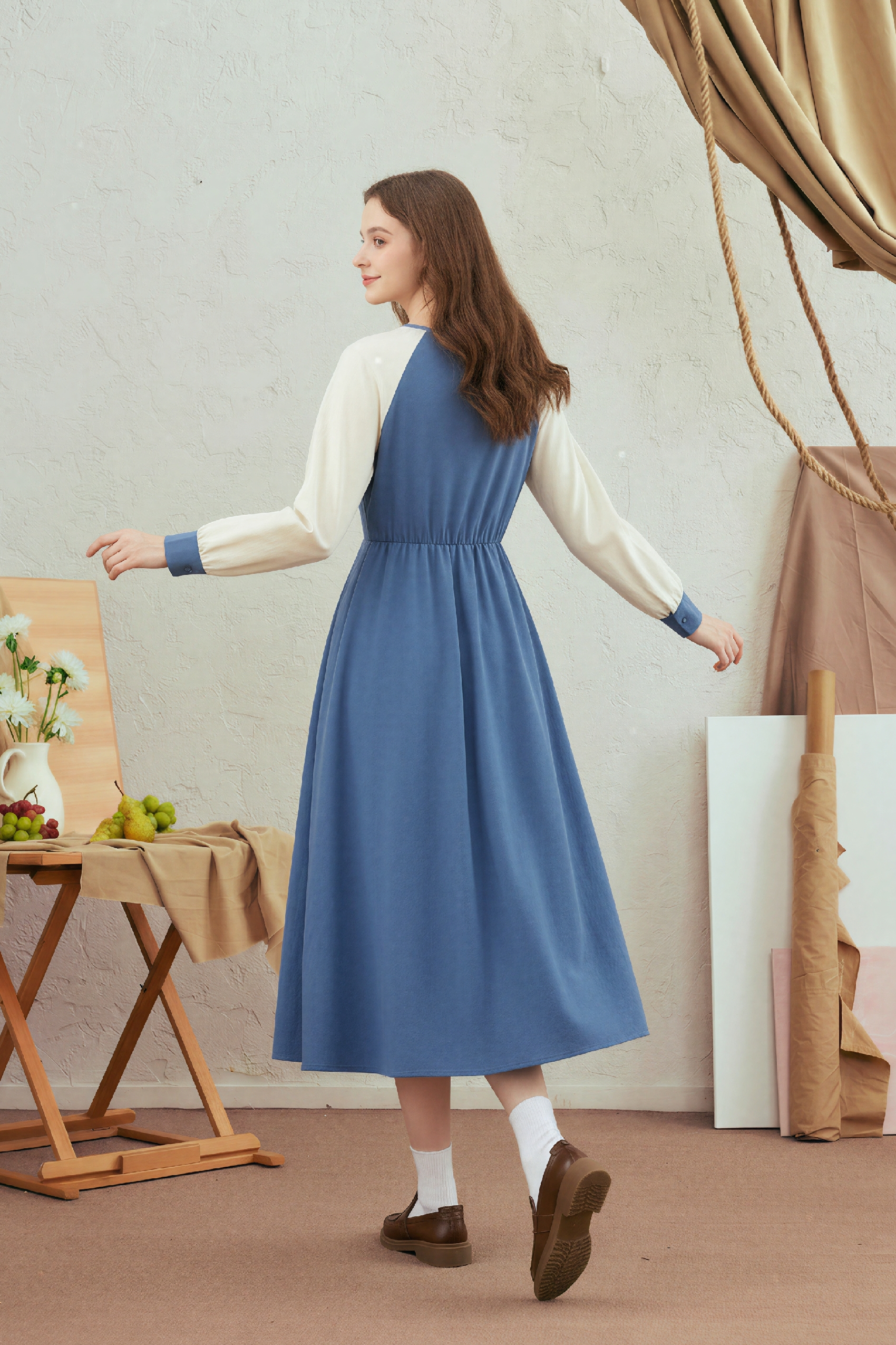 Printed Waist-Cinching Dress