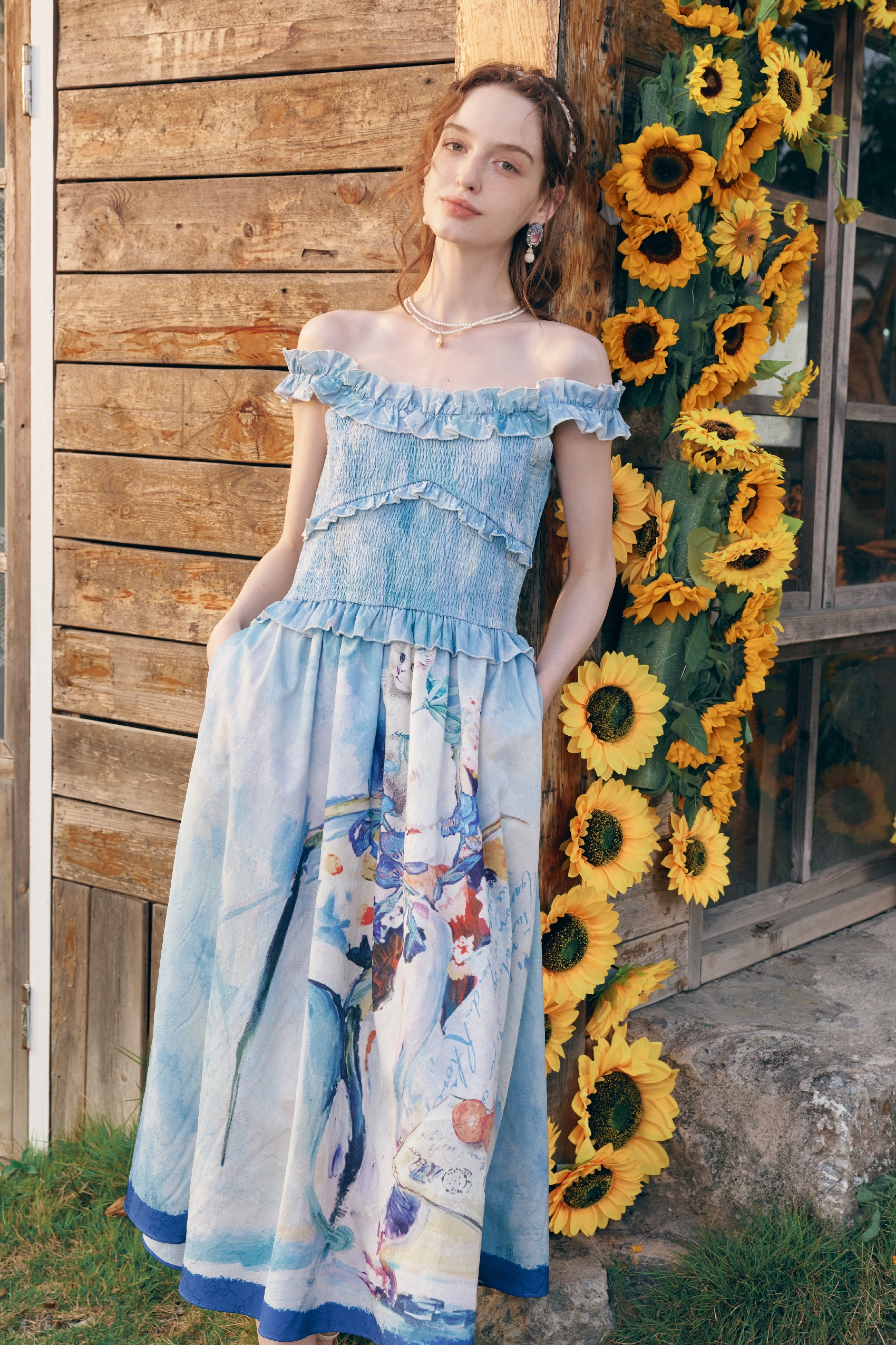 Vintage Ruffle Convertible Strappy Dress