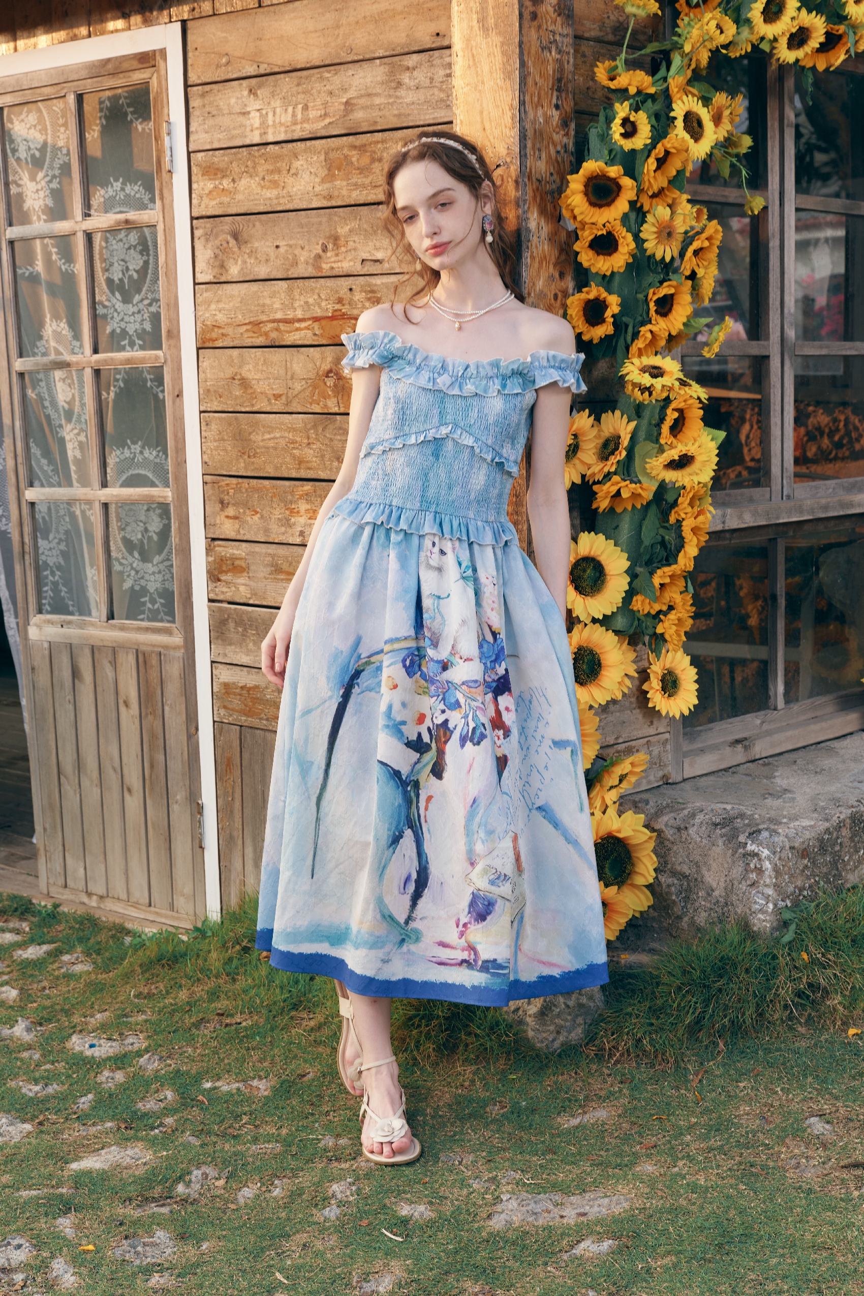 Vintage Ruffle Convertible Strappy Dress