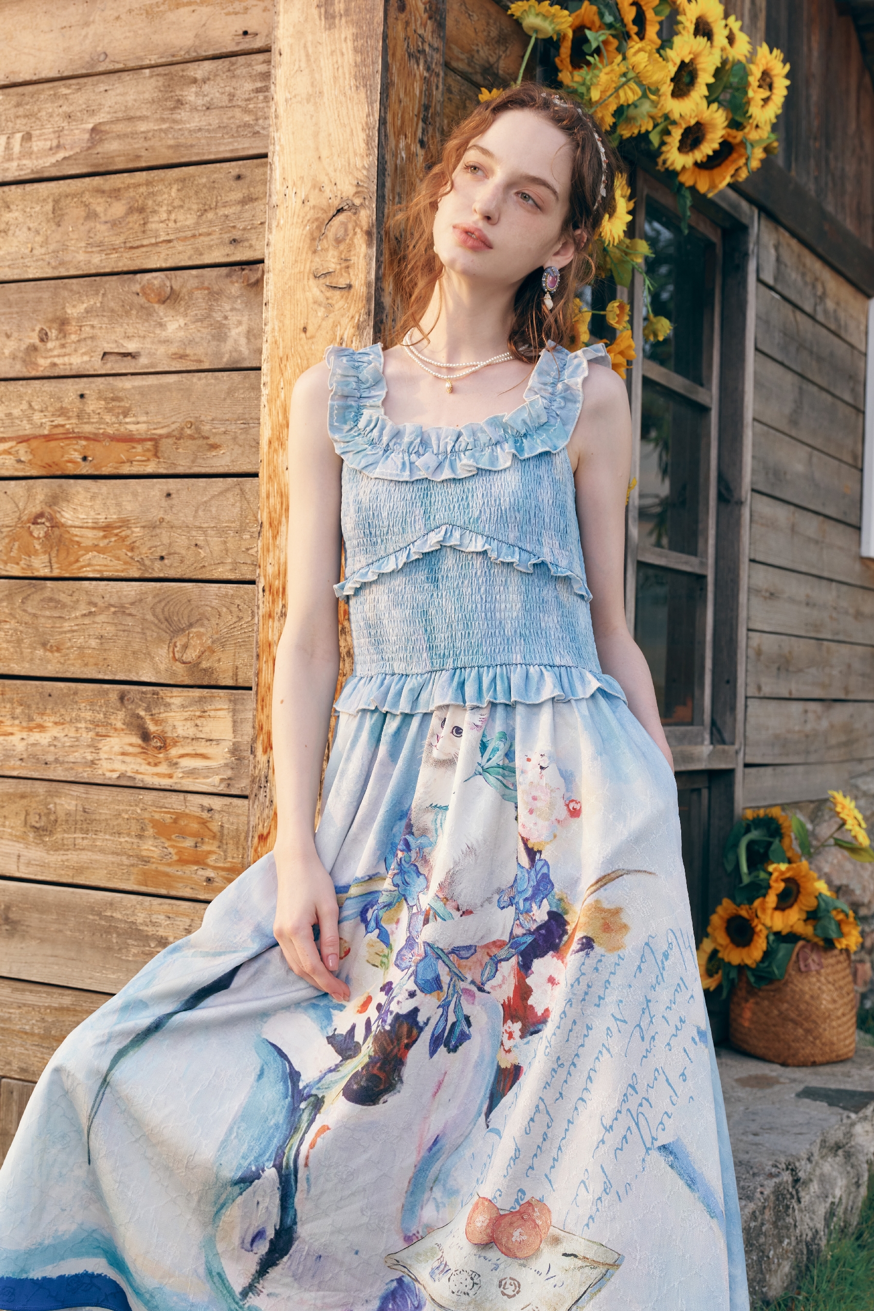 Vintage Ruffle Convertible Strappy Dress