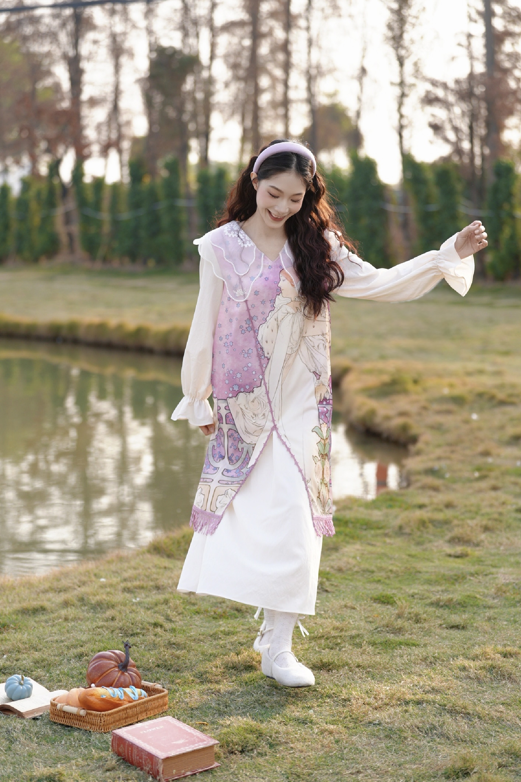 Embroidered Faux Two-Piece Dress-LYONSENS
